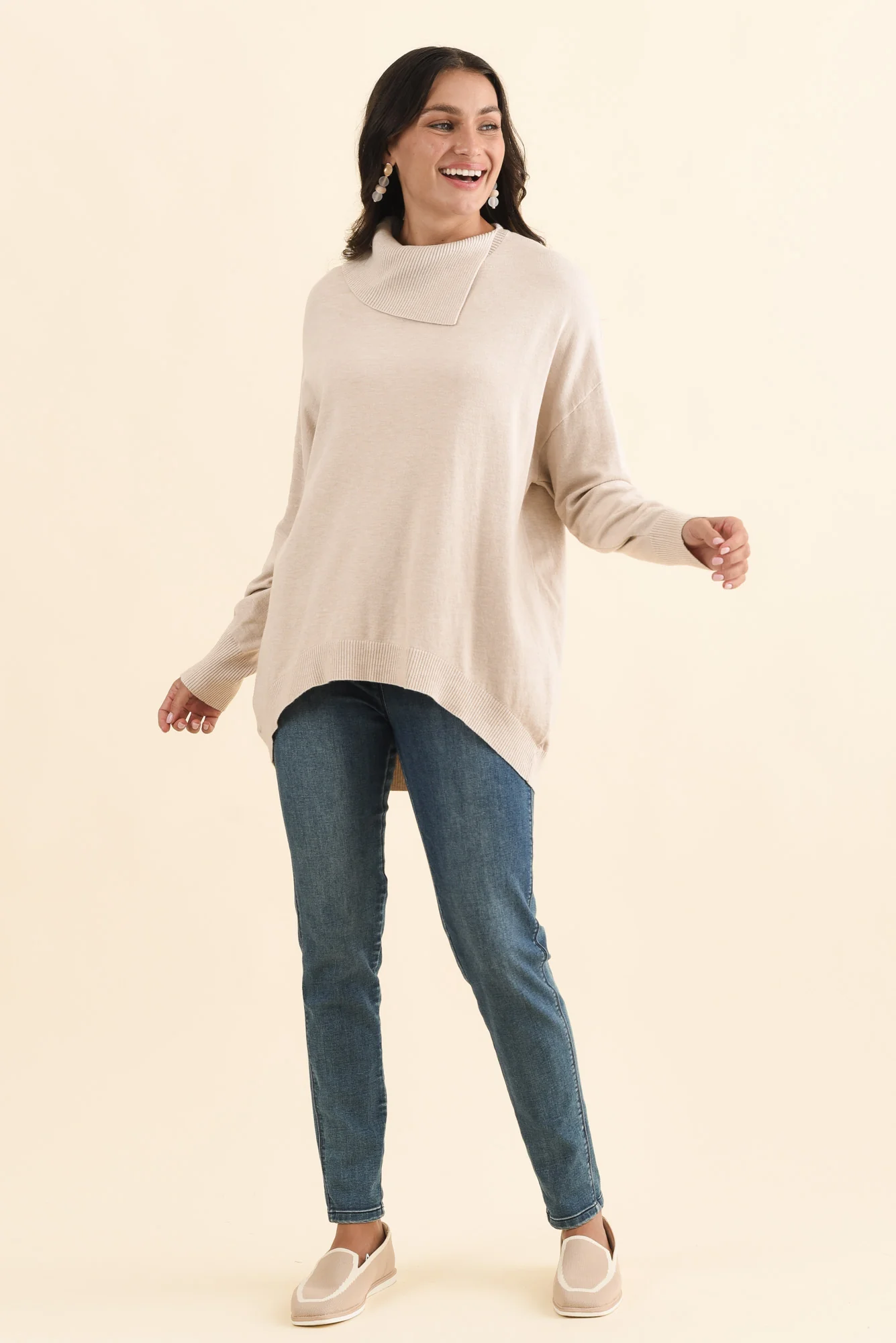 Renfrey Beige Knit Jumper - Image 6