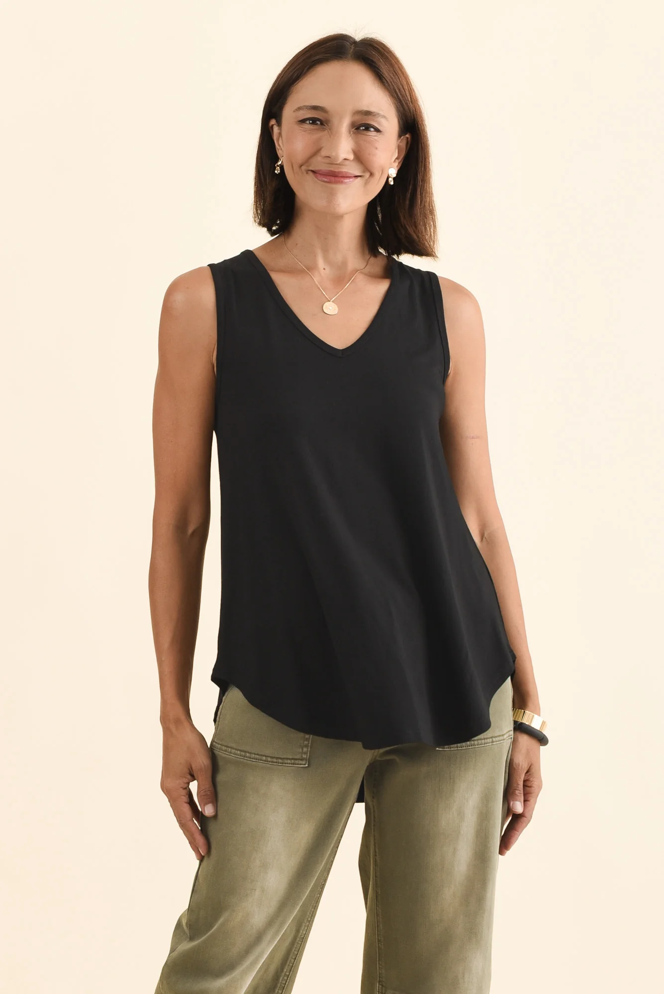 Rihanna Black Bamboo Tank