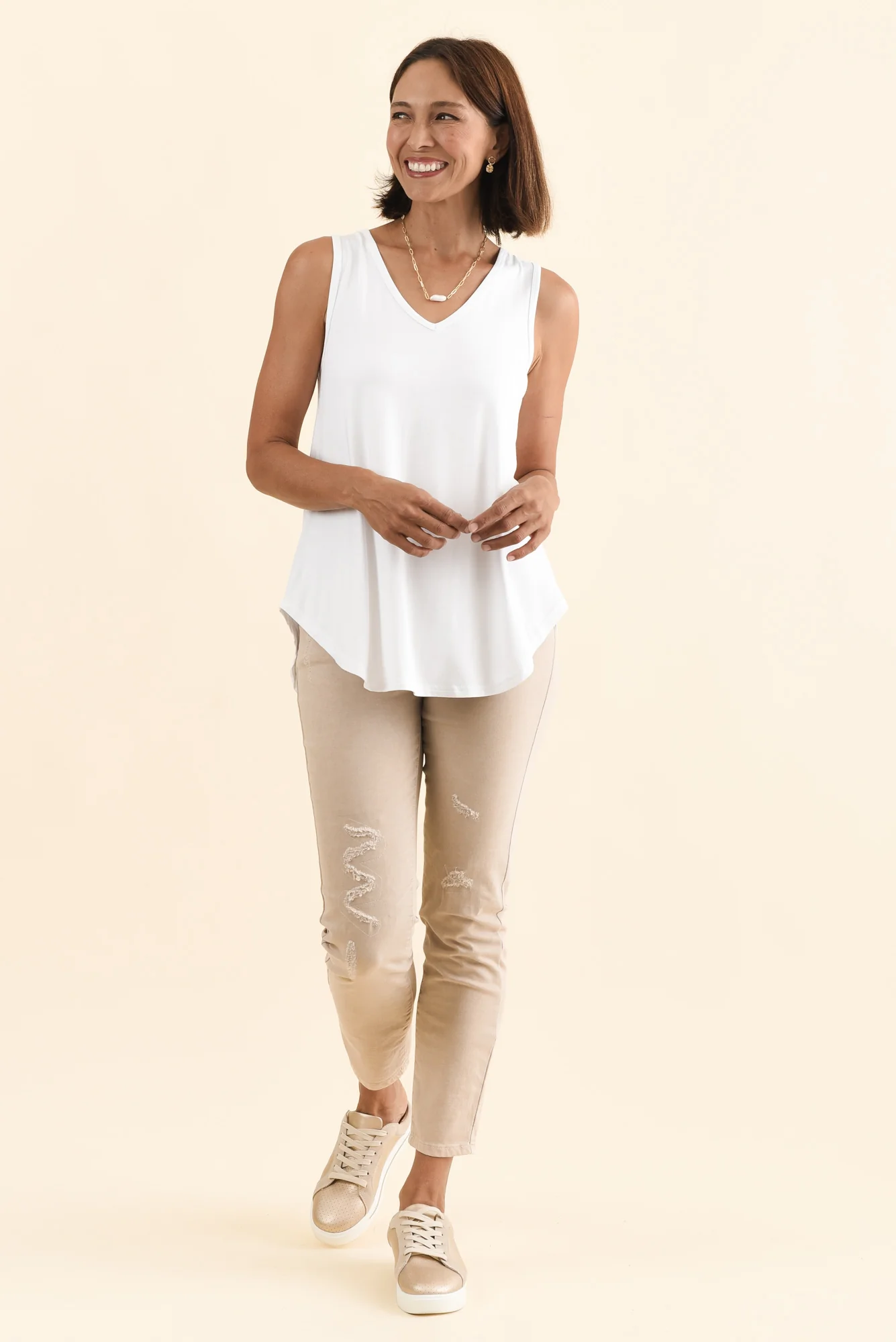 Rihanna White Bamboo Tank - Image 7