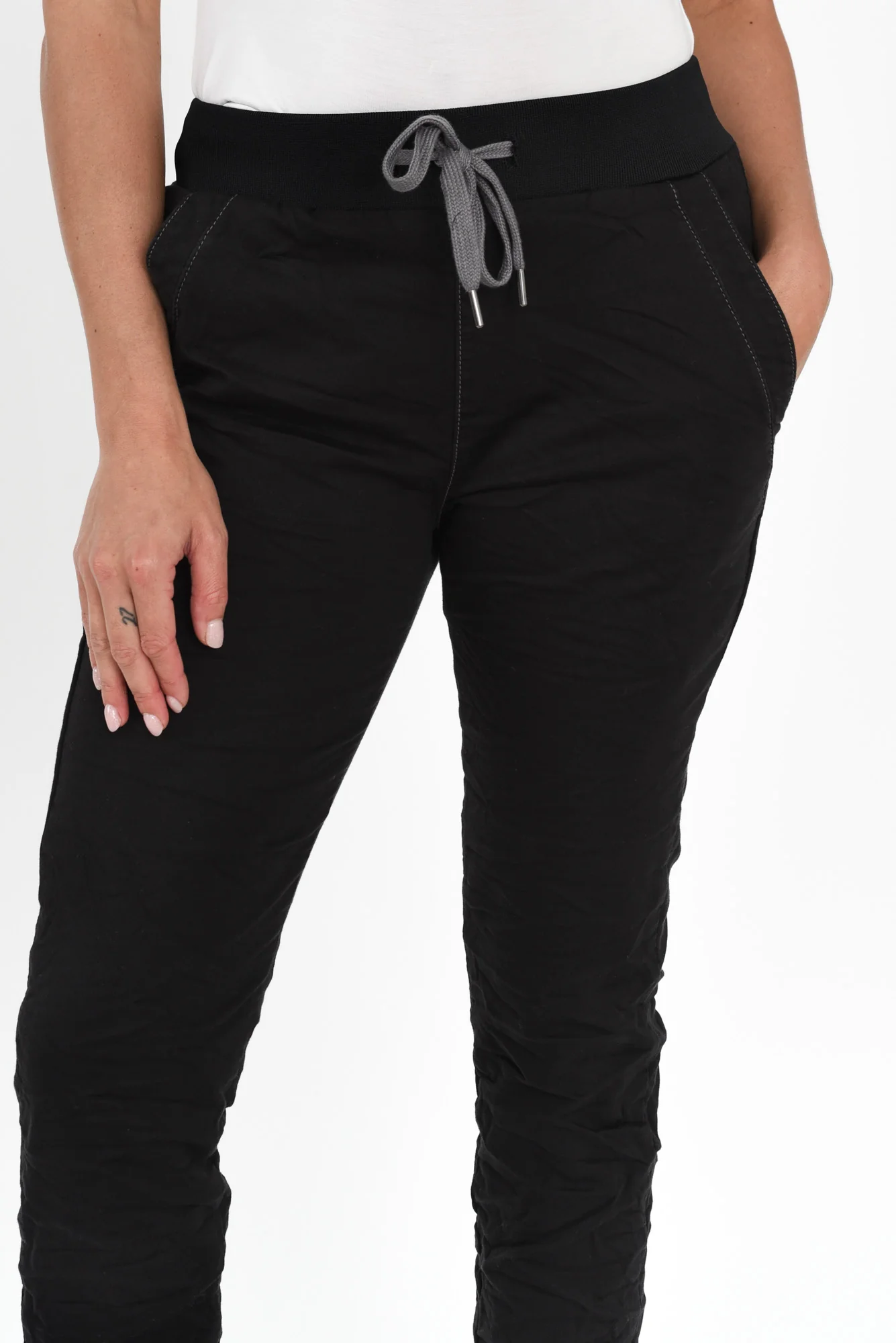 Riley Black Denim Jogger Pants - Image 5