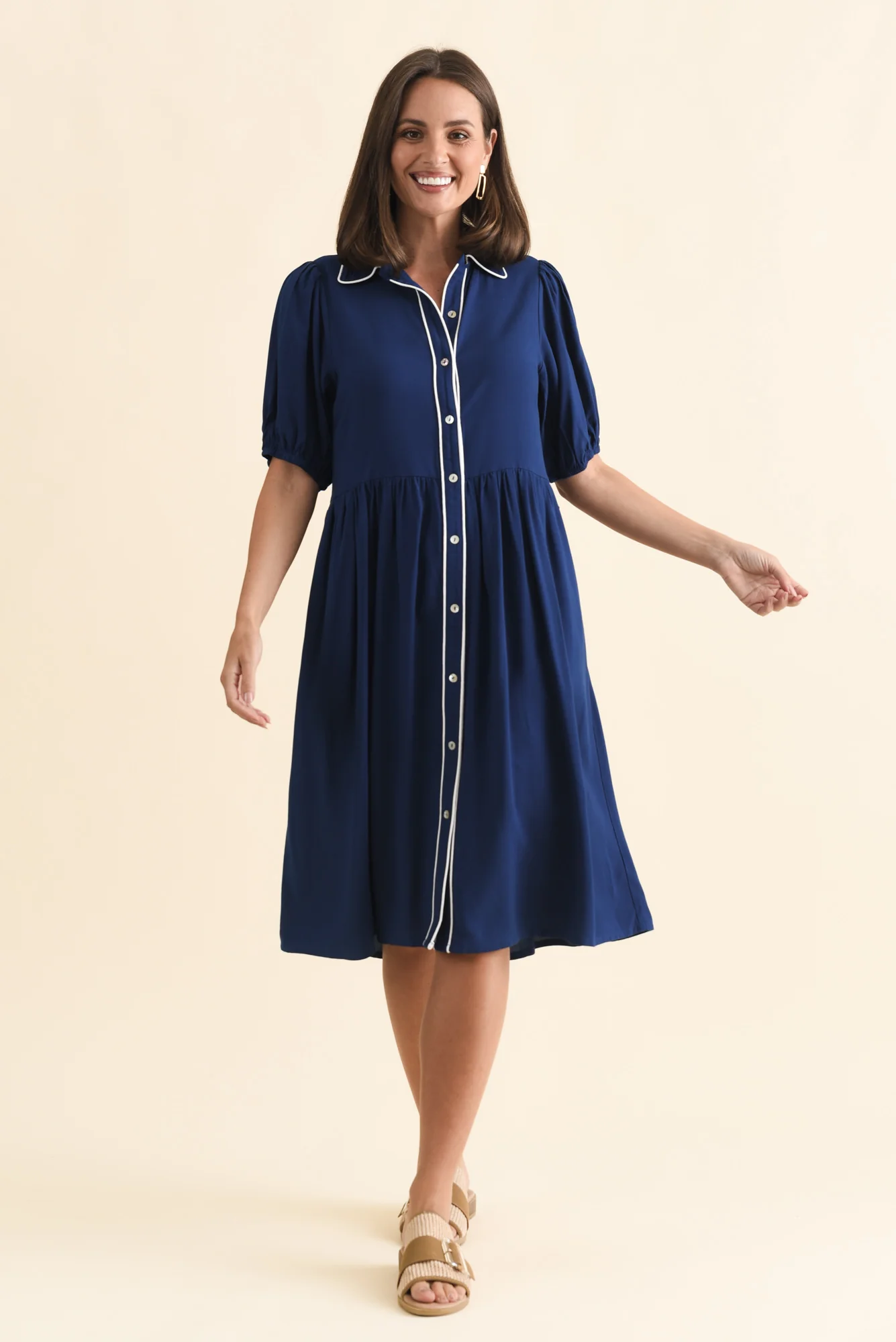 Rio Reef Navy Contrast Shirt Dress - Image 2