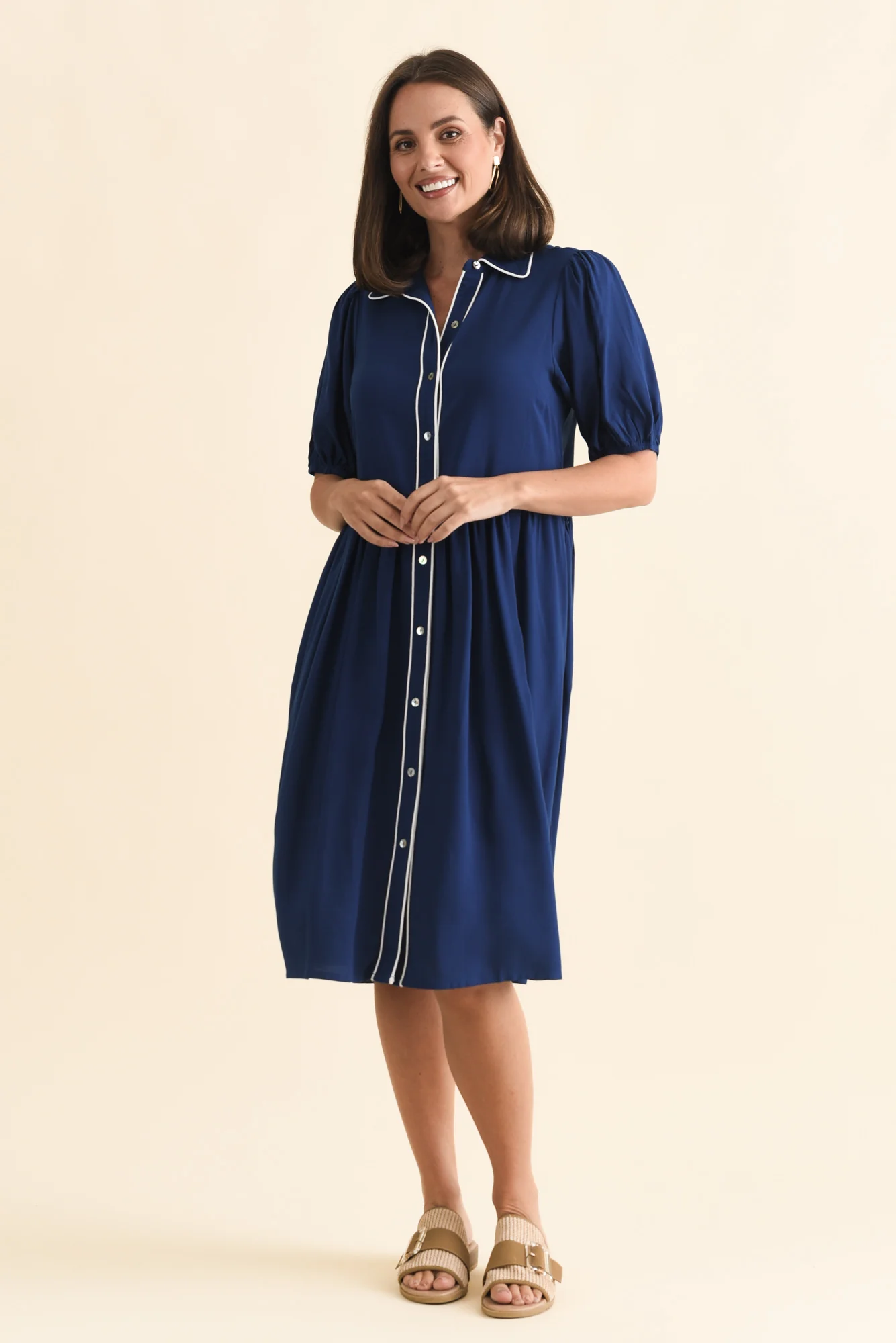 Rio Reef Navy Contrast Shirt Dress - Image 6