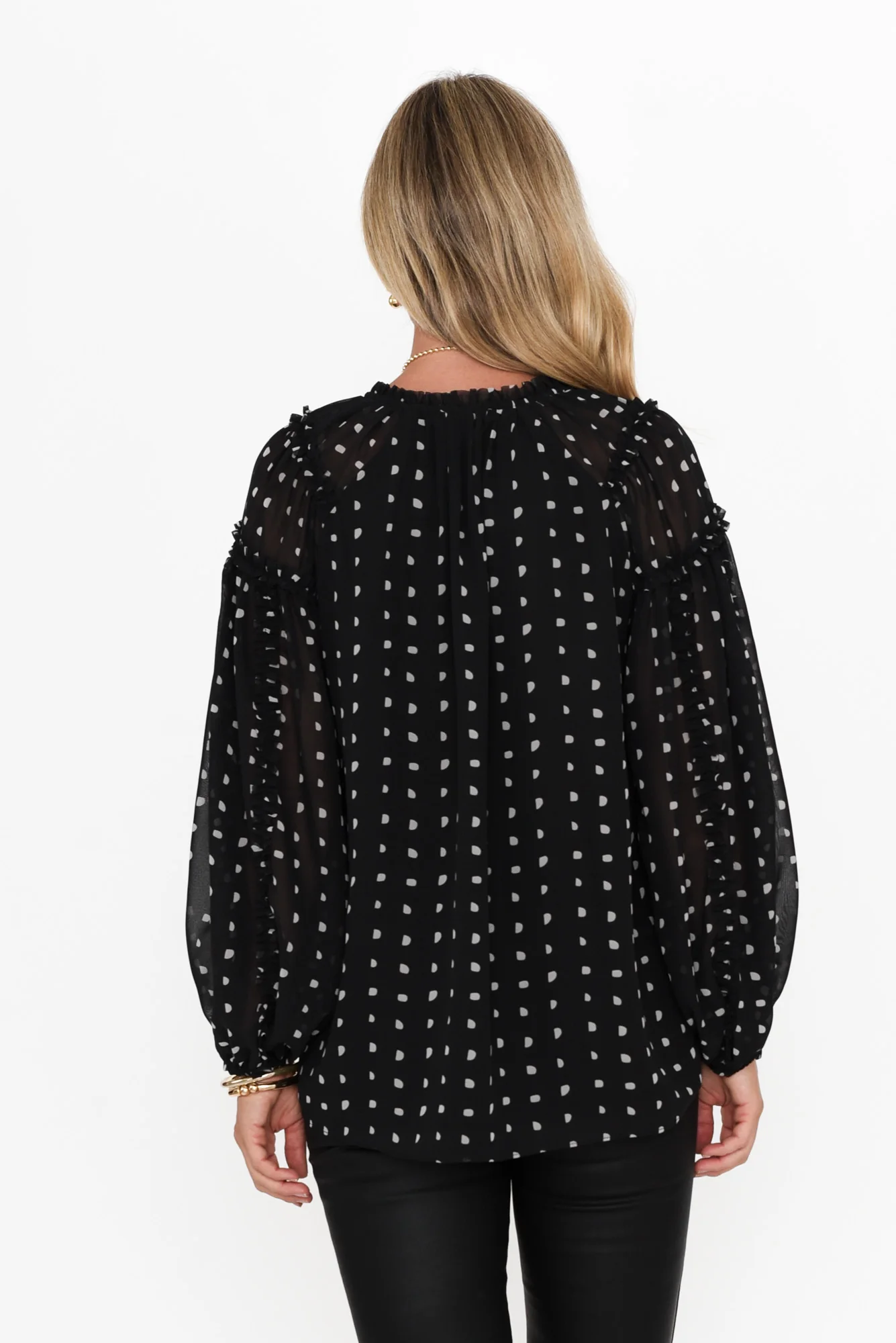 Ritz Black Spot V Neck Blouse - Image 4