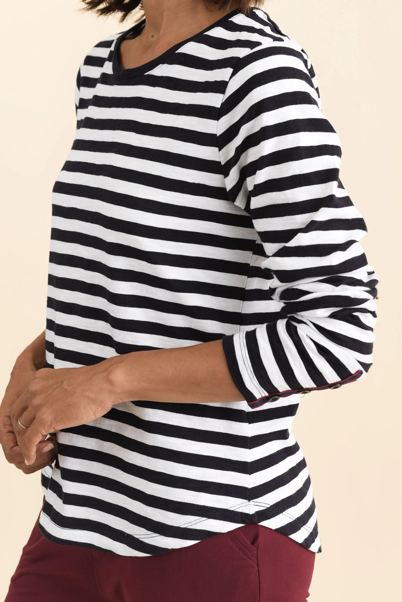 Riviera Navy Stripe Cotton Long Sleeve Tee - Image 5