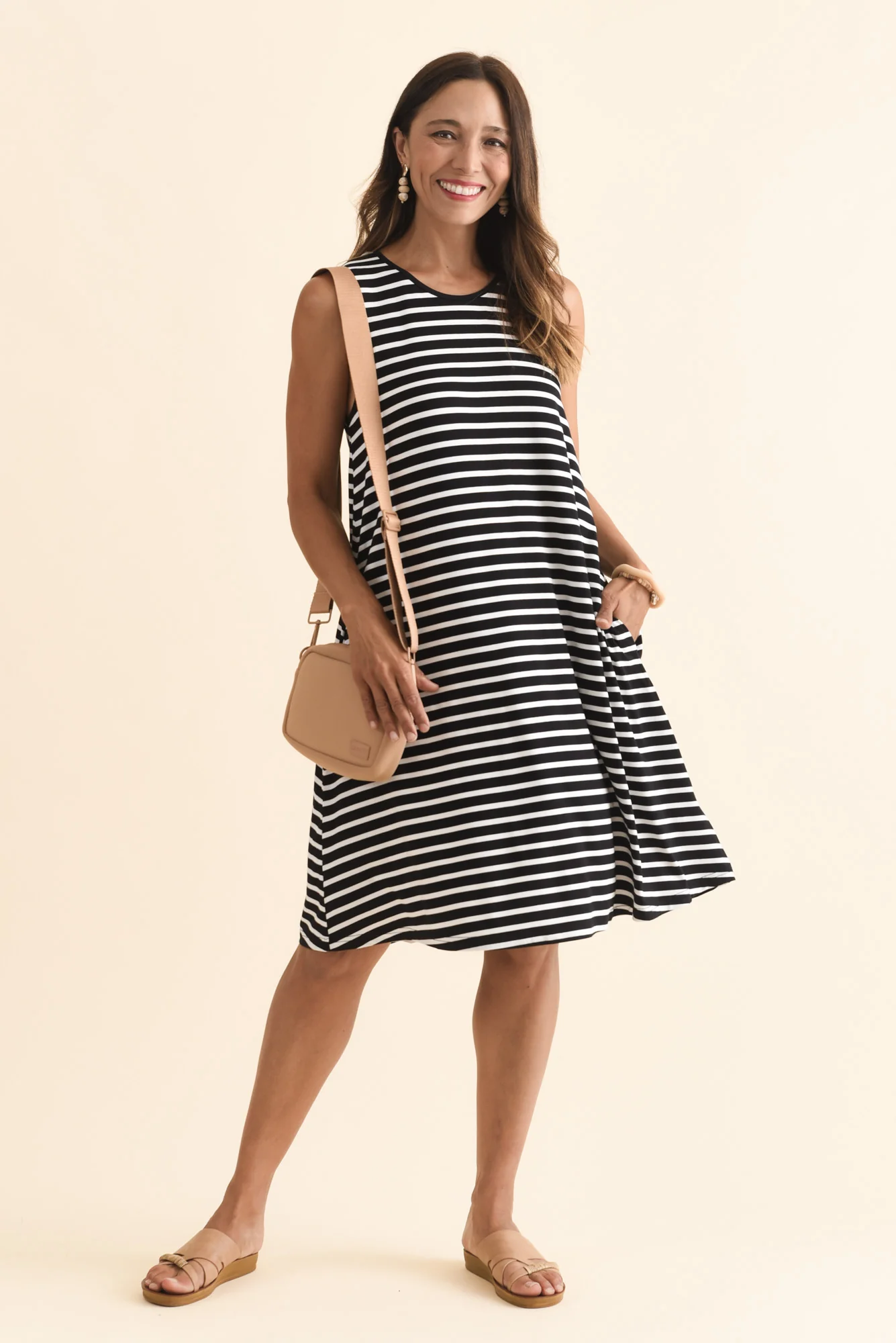 Romilda Black Stripe Bamboo Tank Dress - Image 2