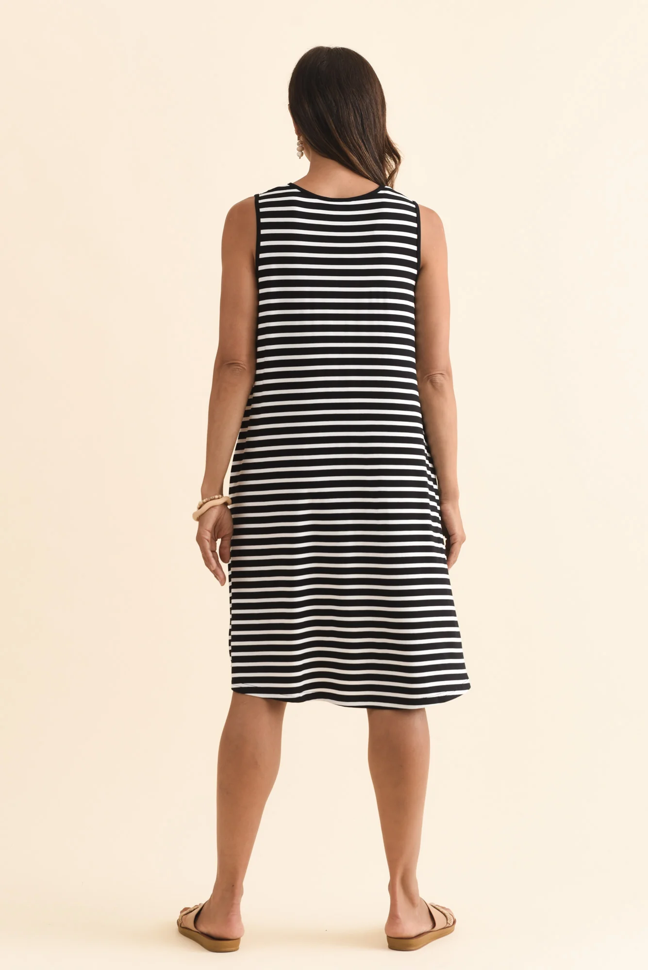 Romilda Black Stripe Bamboo Tank Dress - Image 5
