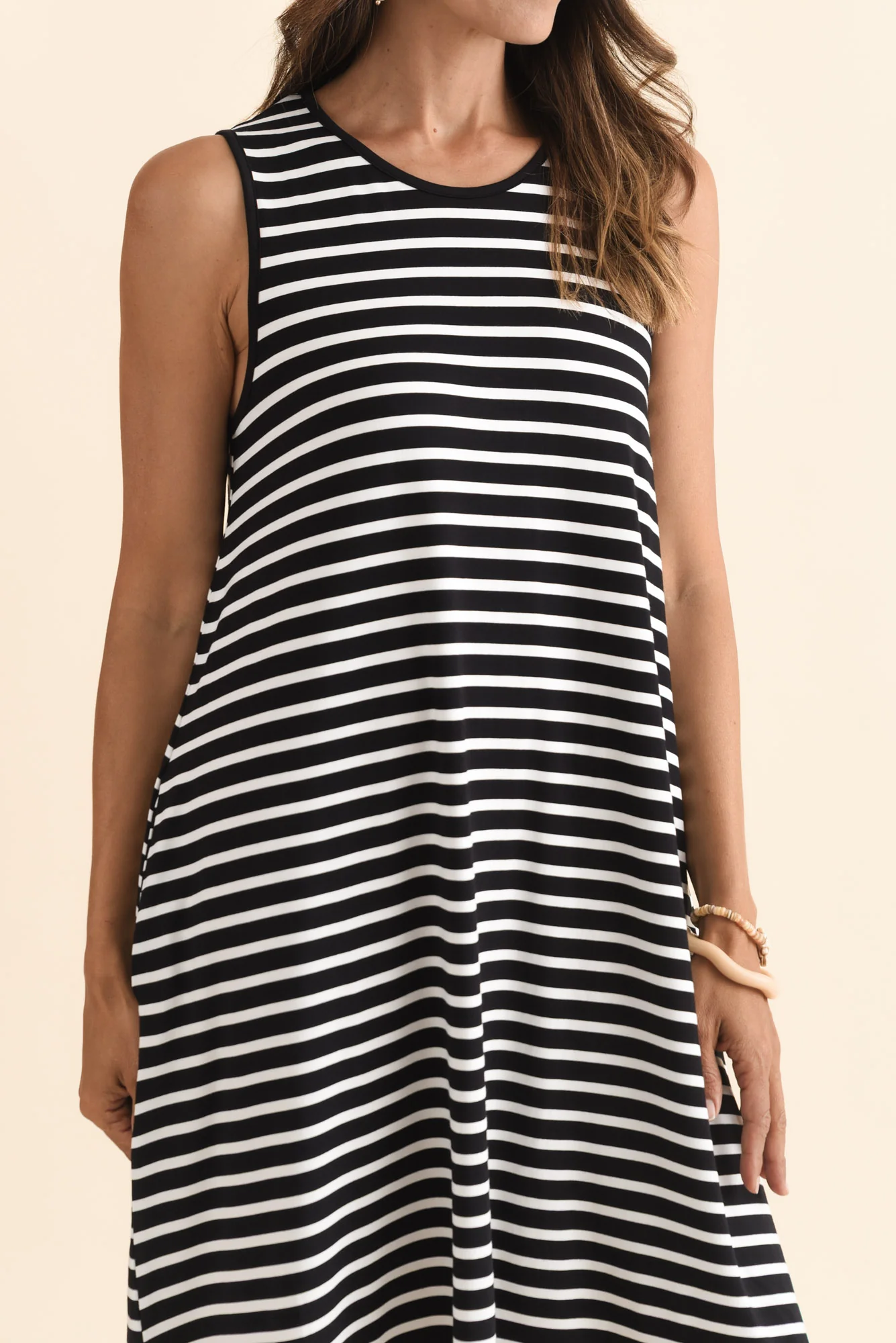 Romilda Black Stripe Bamboo Tank Dress - Image 6