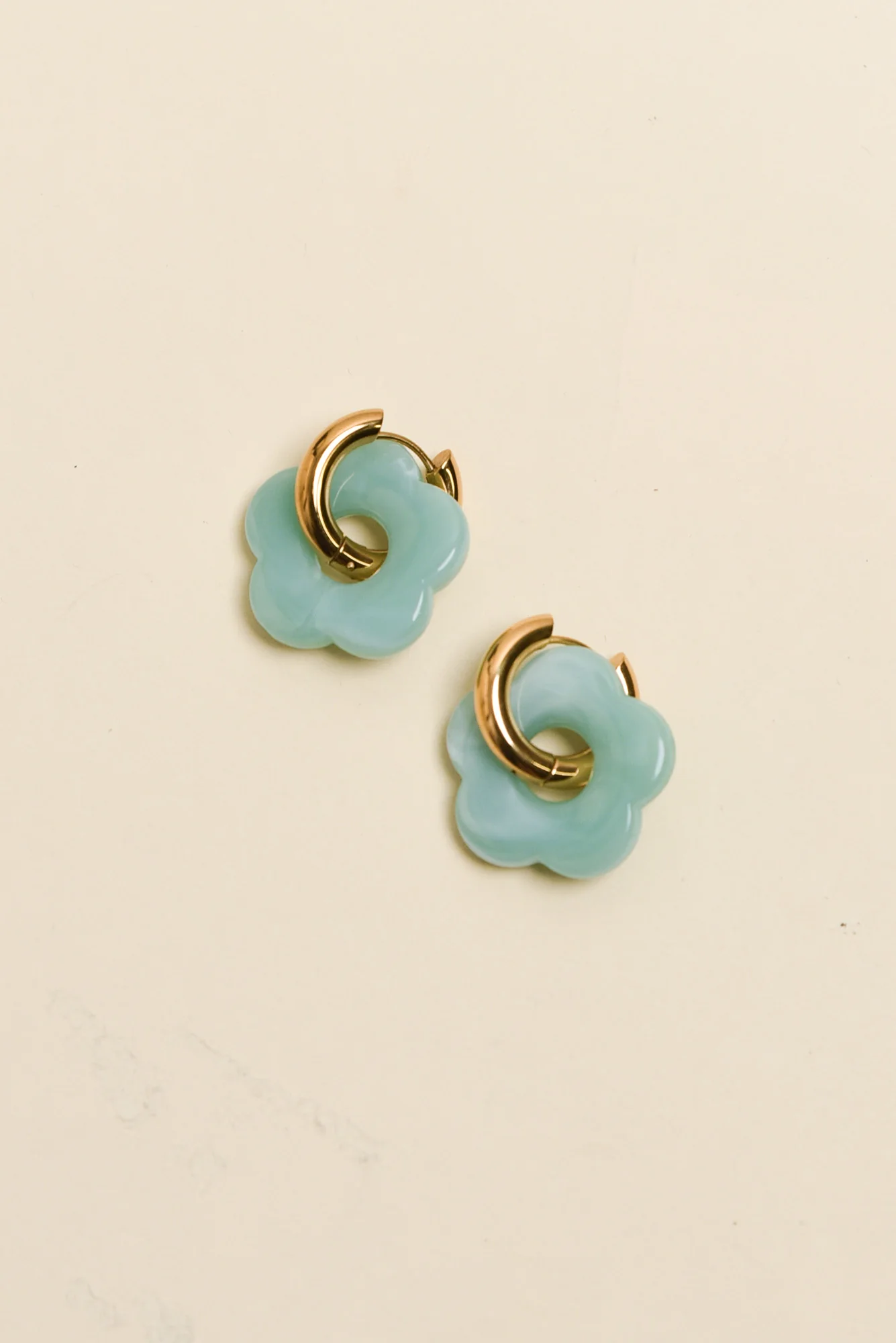 Rosalie Aqua Flower Hoop Earrings