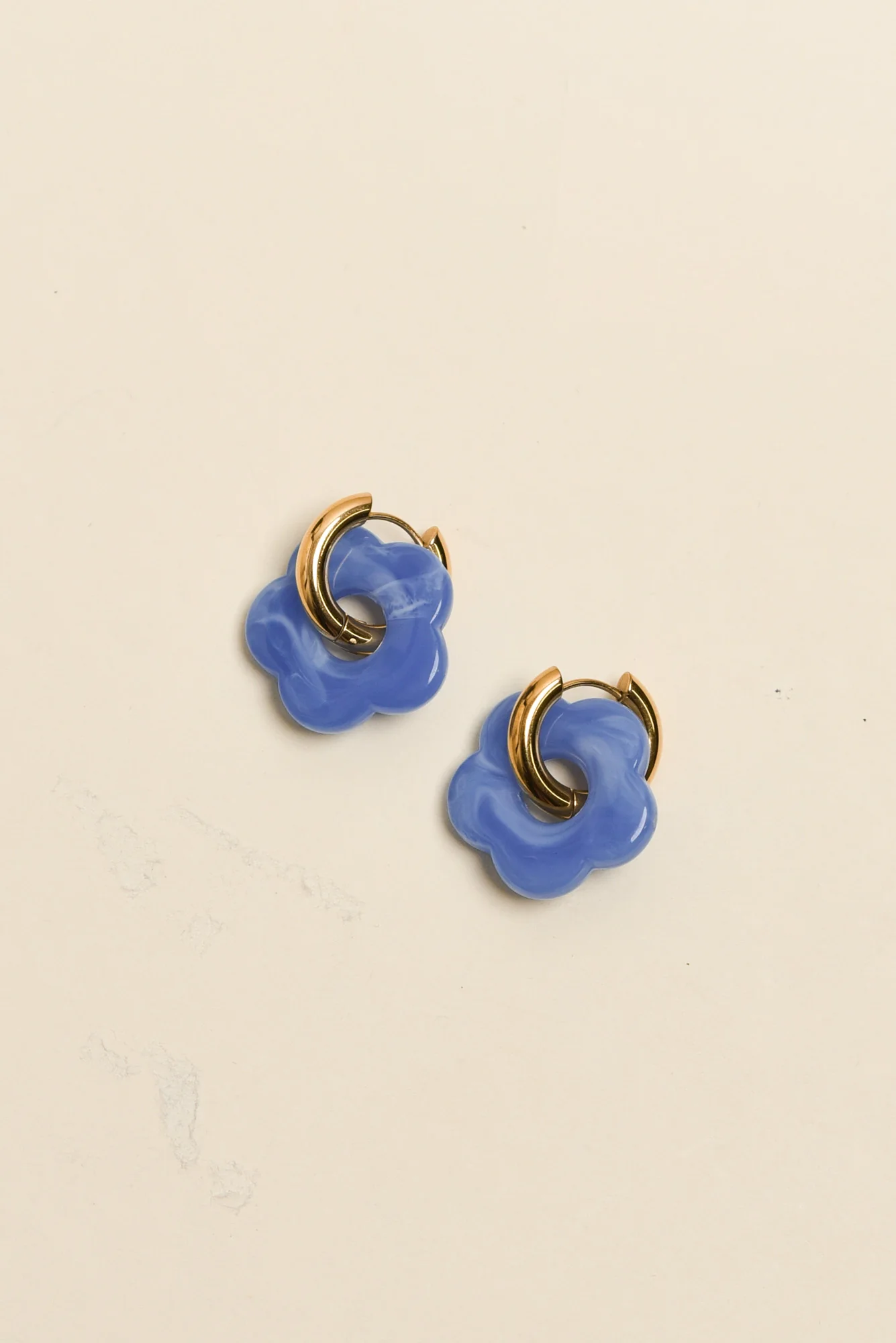 Rosalie Blue Flower Hoop Earrings