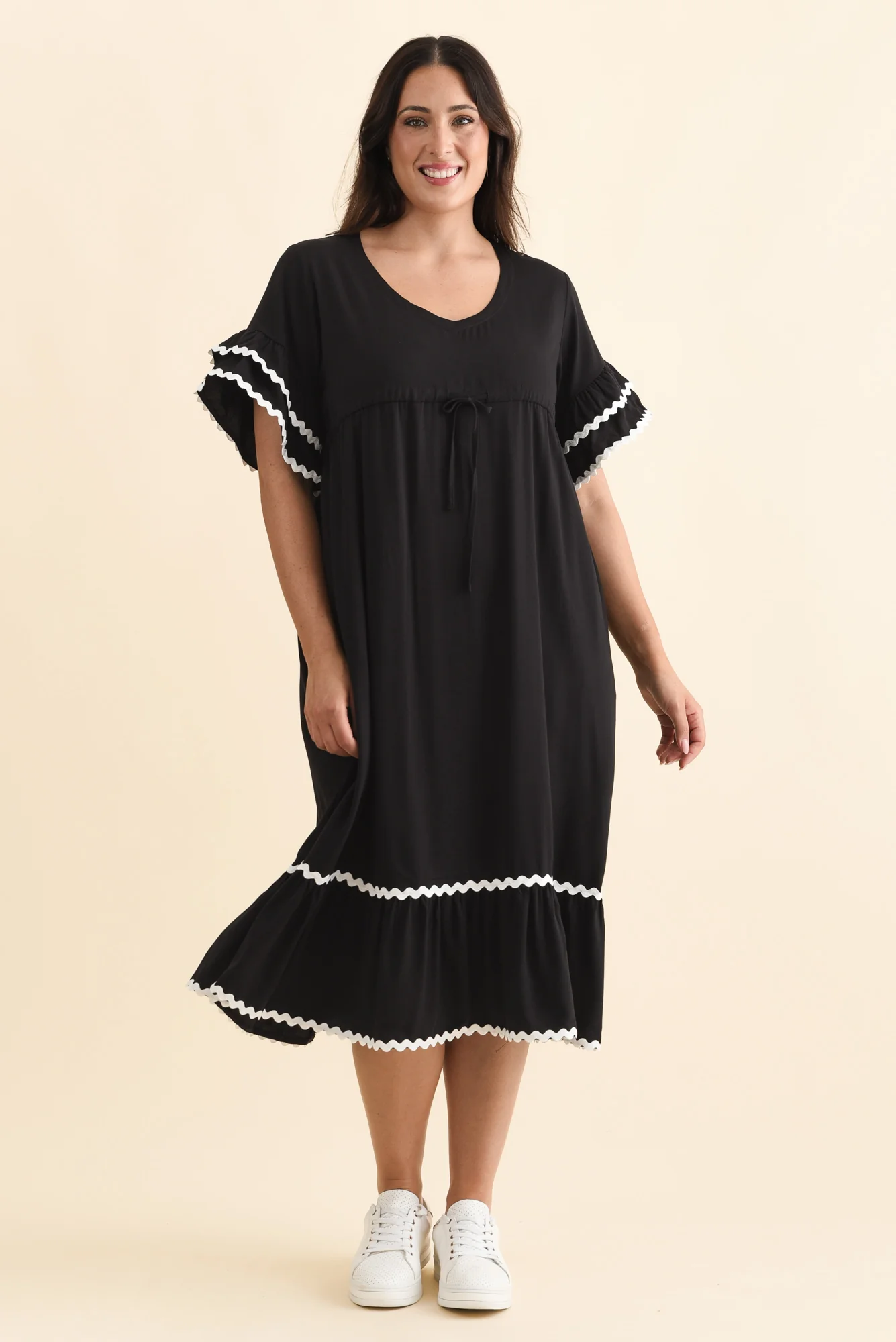Rosemarie Black Frill Dress - Image 8