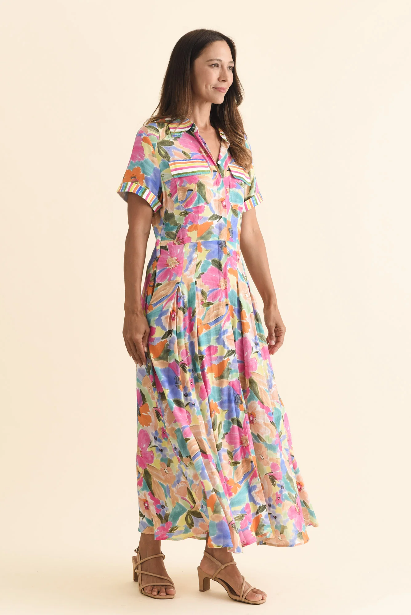 Rossellini Pink Floral Tie Maxi Dress - Image 3