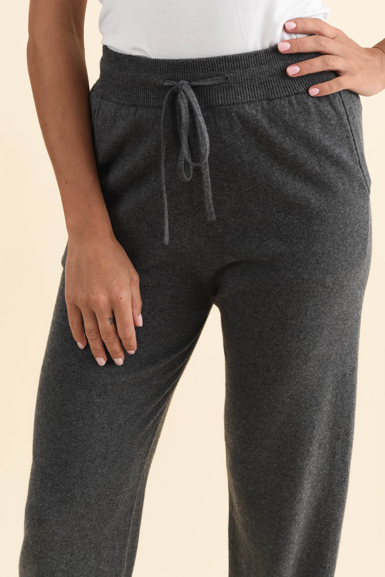 Rowan Charcoal Cotton Cashmere Knit Pants - Image 5