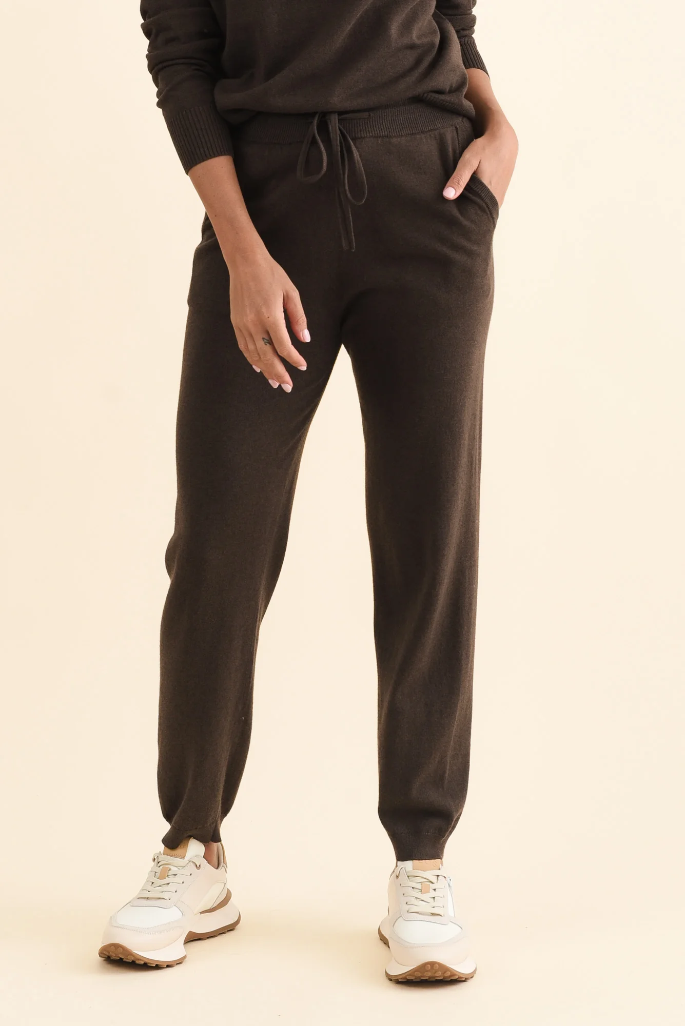 Rowan Chocolate Cotton Cashmere Knit Pants