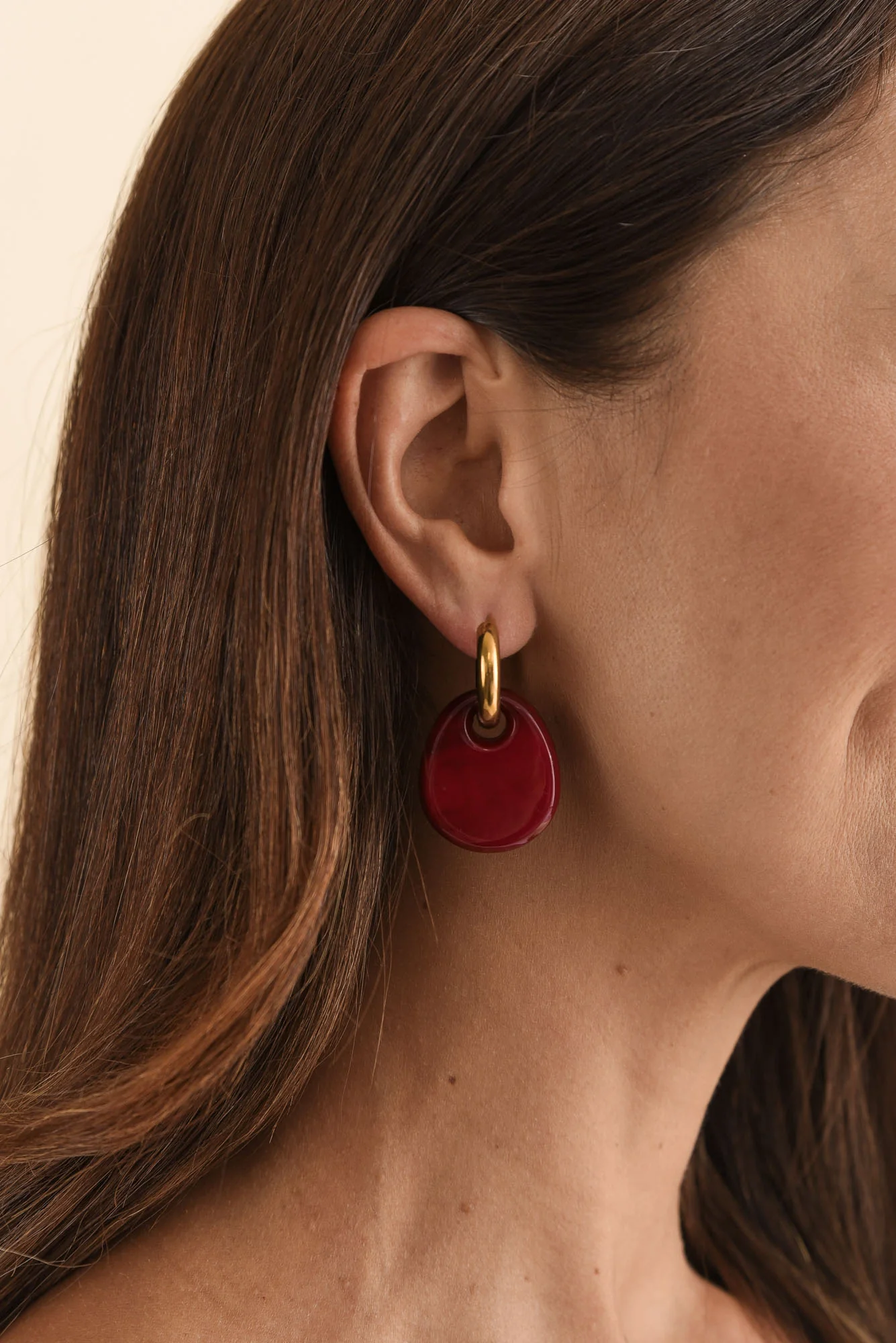 Rumi Red Hoop Earrings - Image 2
