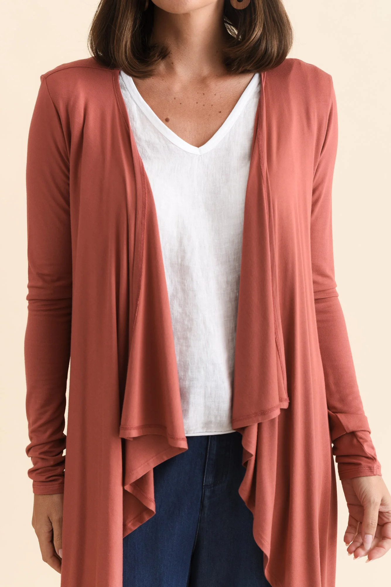 Rust Bamboo Waterfall Cardigan - Image 5