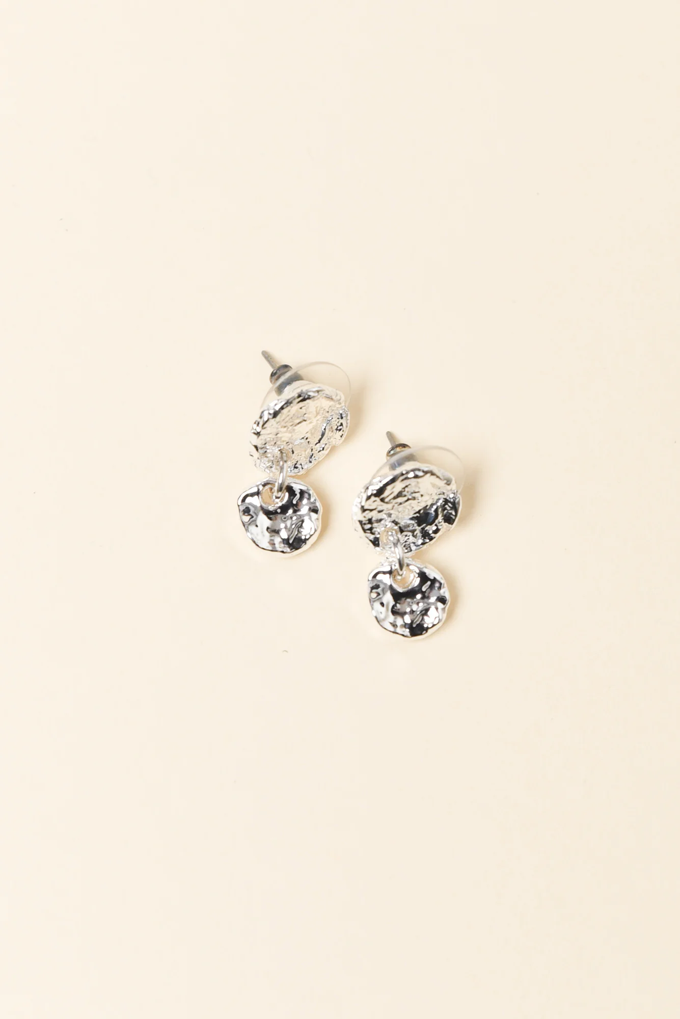 Rydell Silver Beaten Circle Earrings