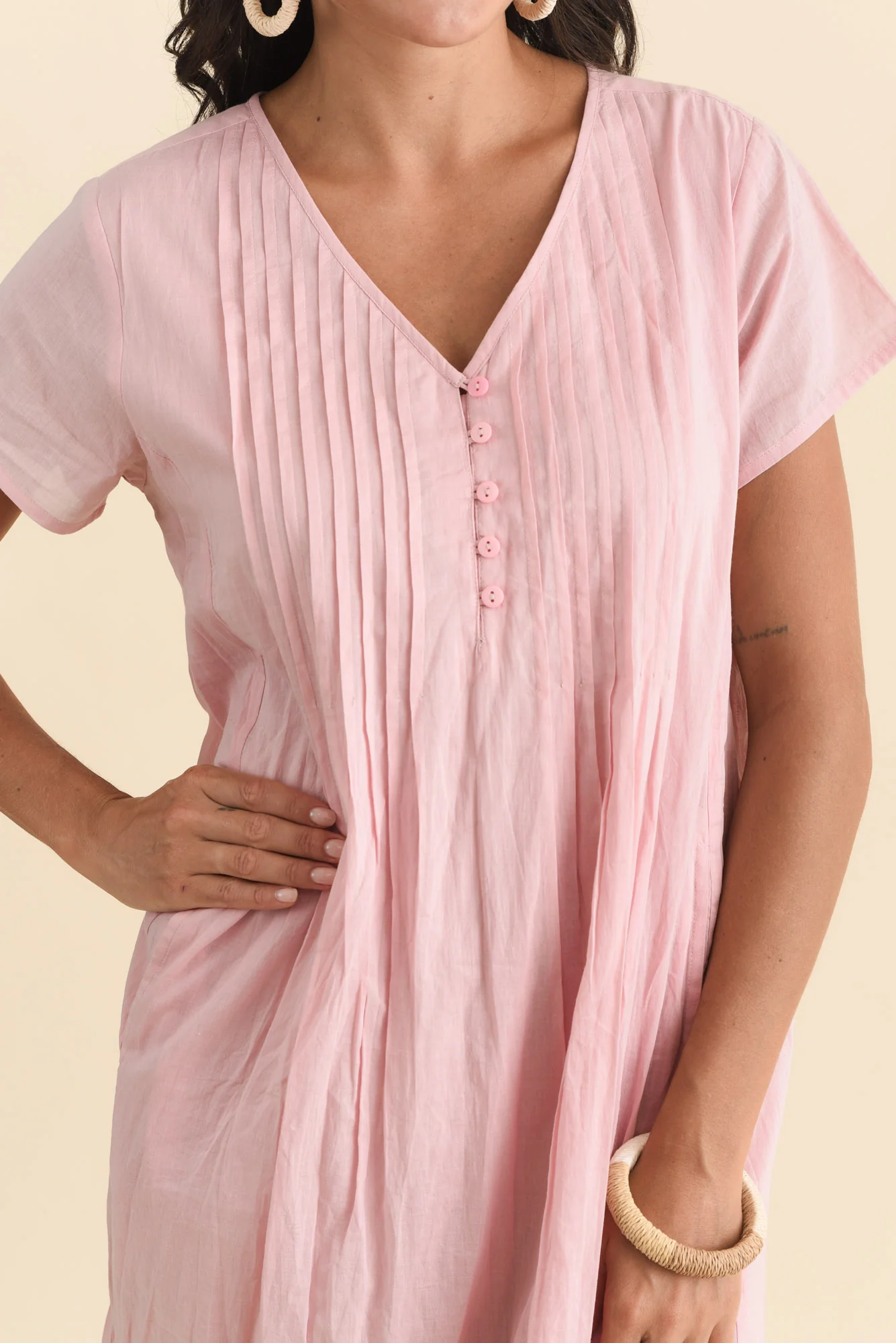 Sabina Blush Crinkle Cotton Dress - Image 5