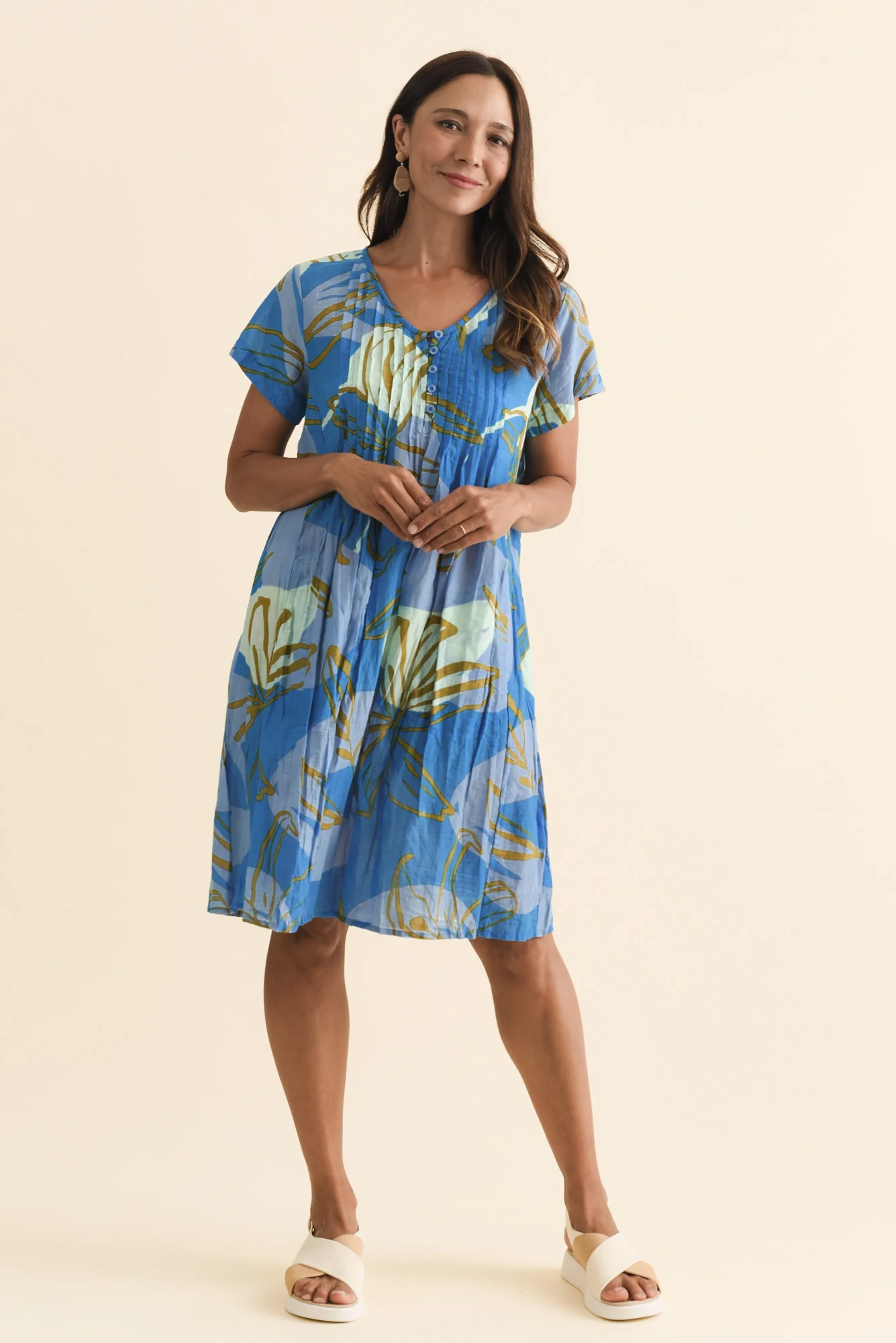 Sabina Cobalt Lily Crinkle Cotton Dress - Image 2