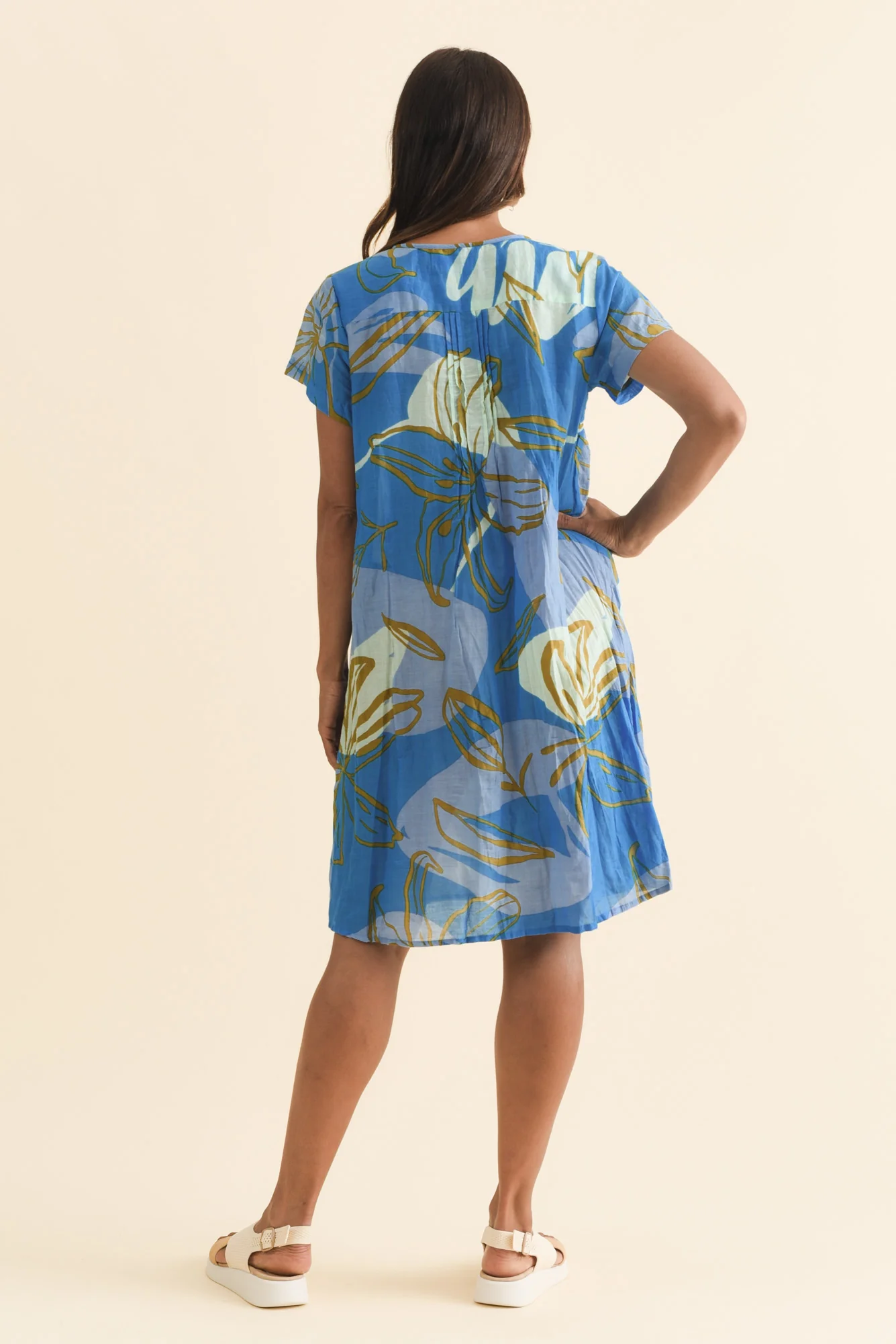 Sabina Cobalt Lily Crinkle Cotton Dress - Image 4