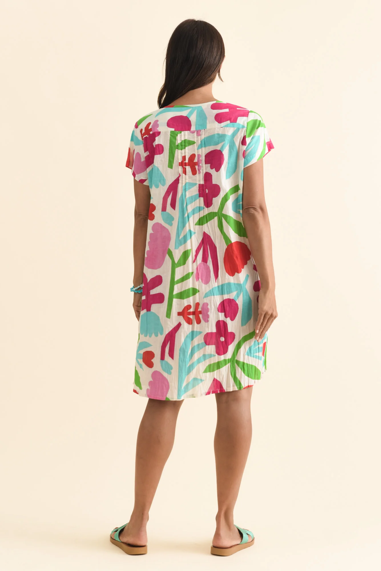 Sabina White Flower Crinkle Cotton Dress - Image 4
