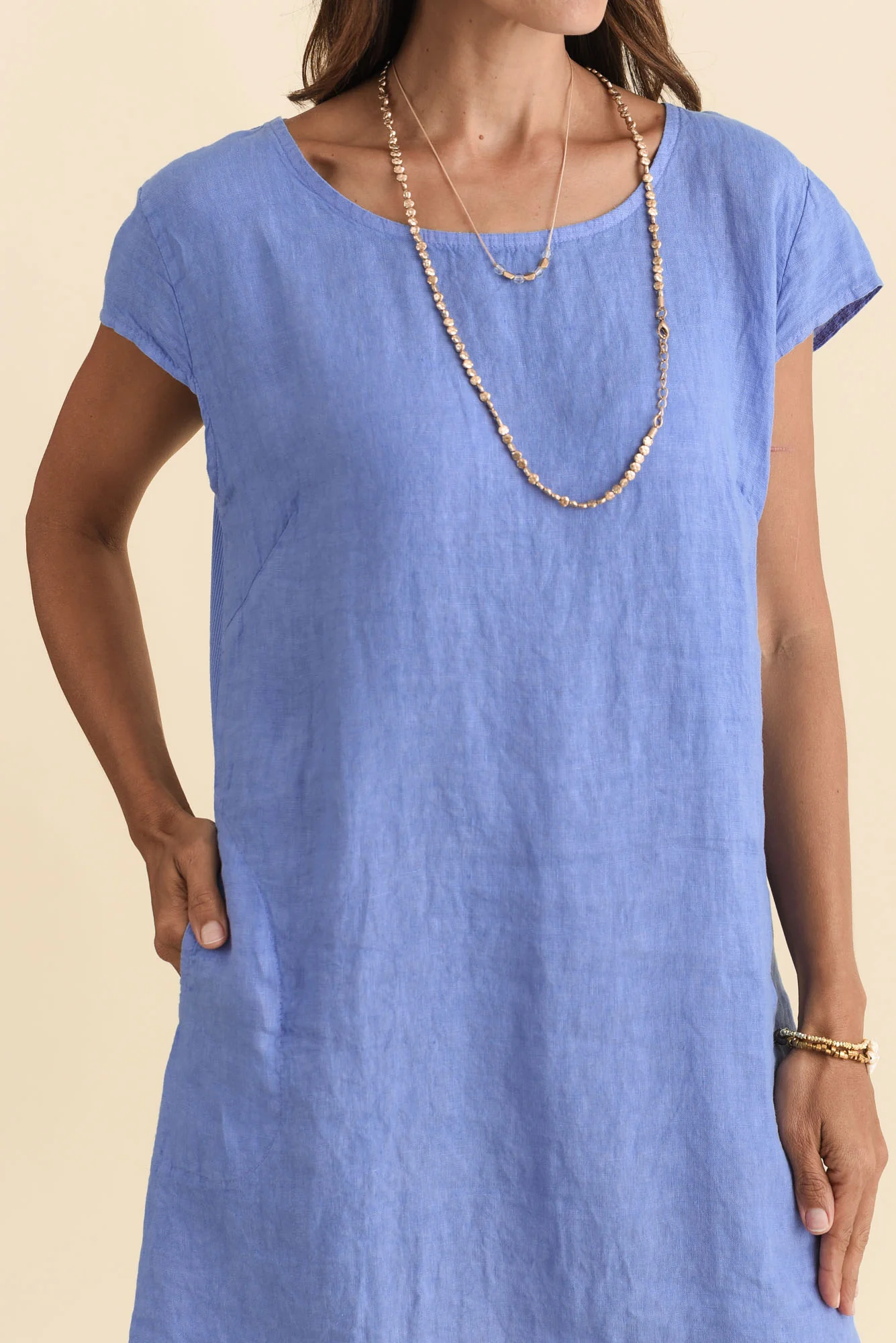 Sahara Blue Linen Pocket Dress - Image 5