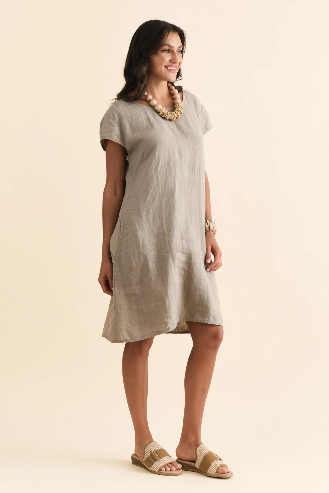 Sahara Taupe Linen Pocket Dress - Image 4