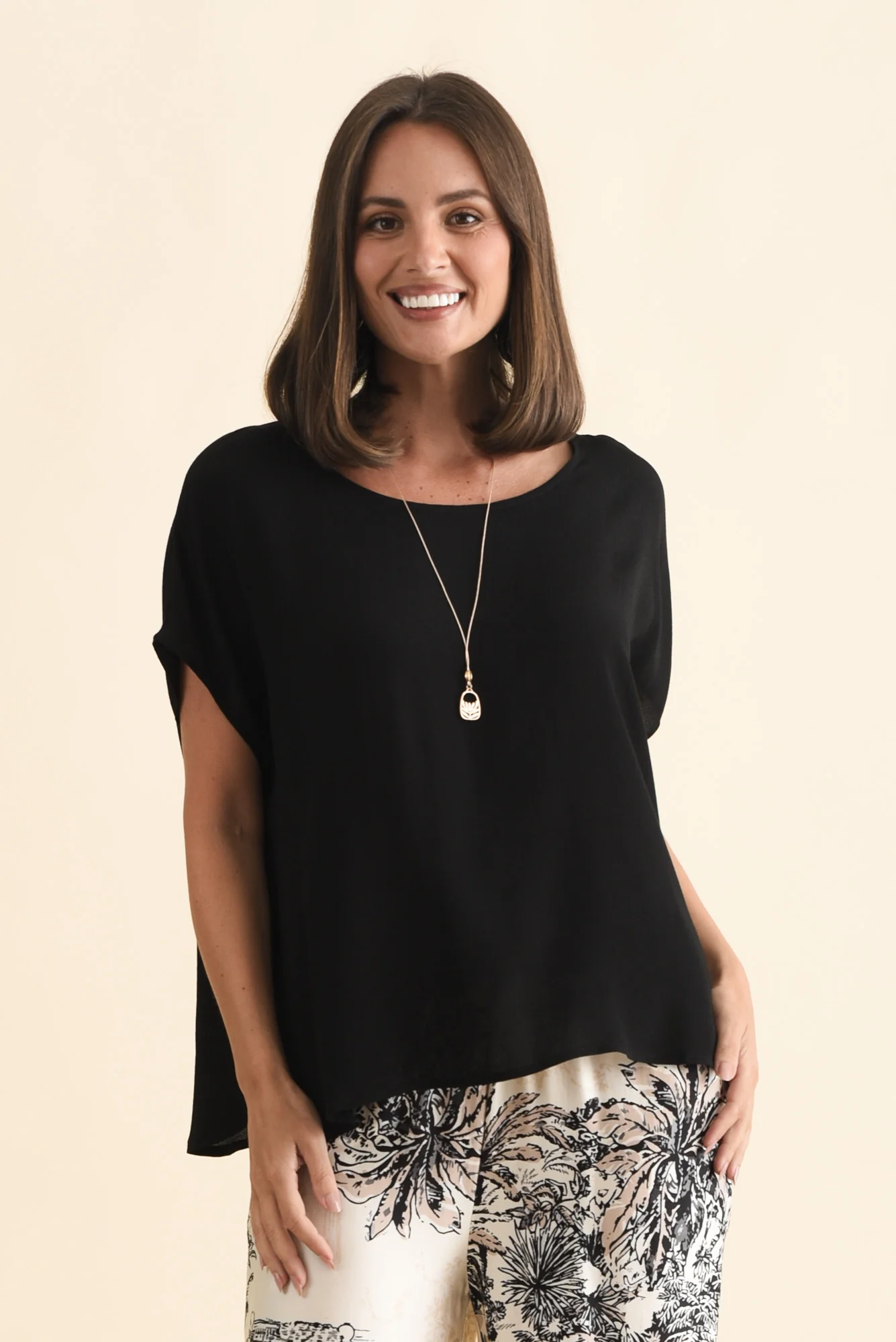 Sali Black Drape Top