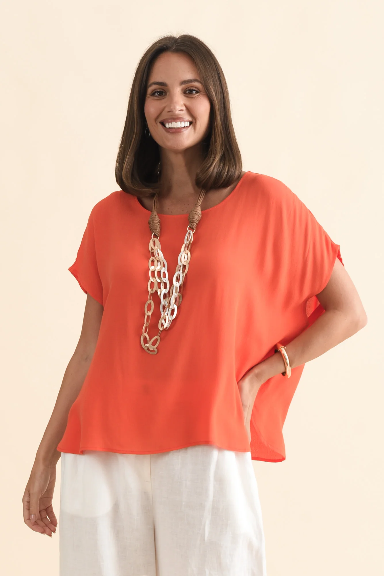 Sali Orange Drape Top