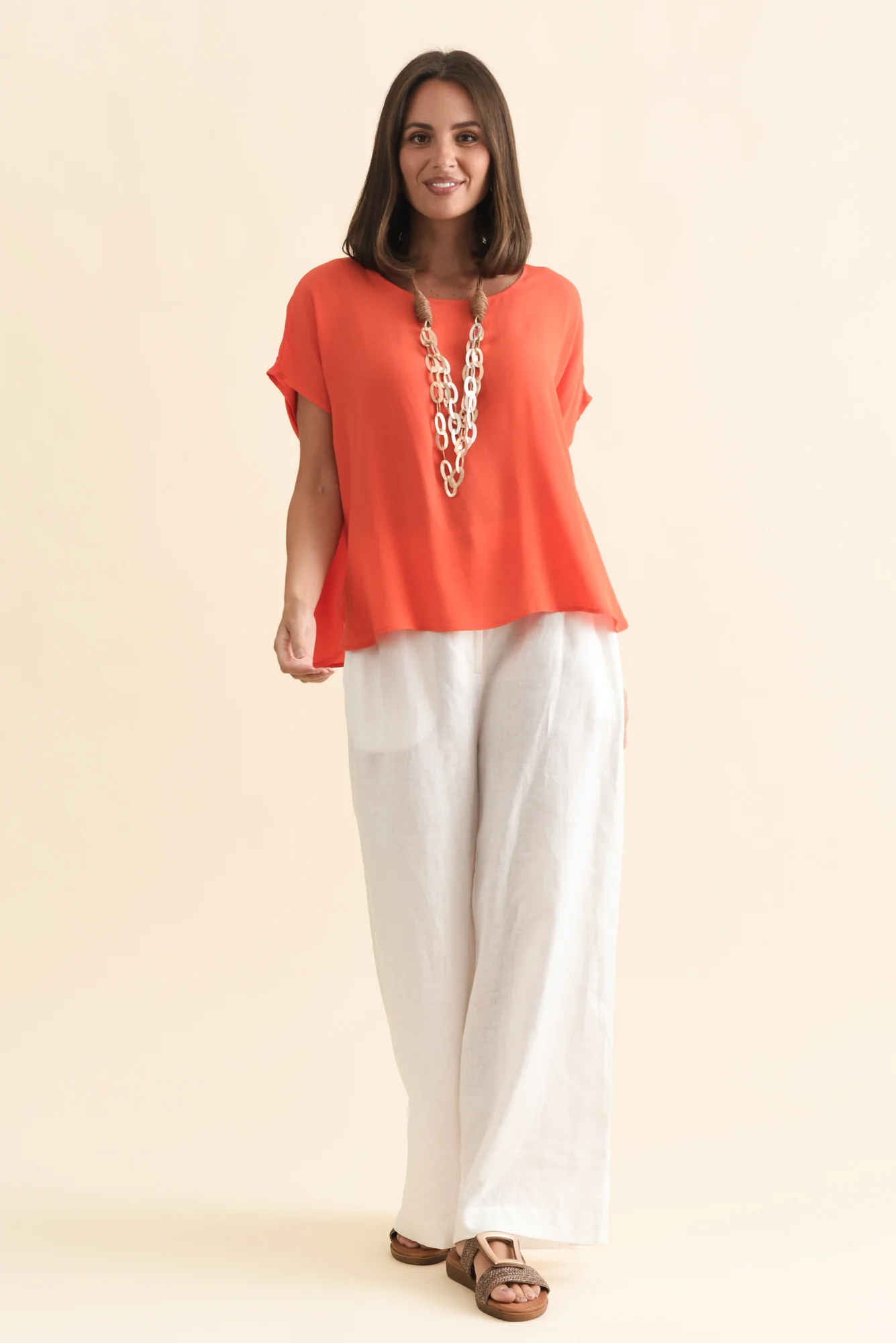 Sali Orange Drape Top - Image 2