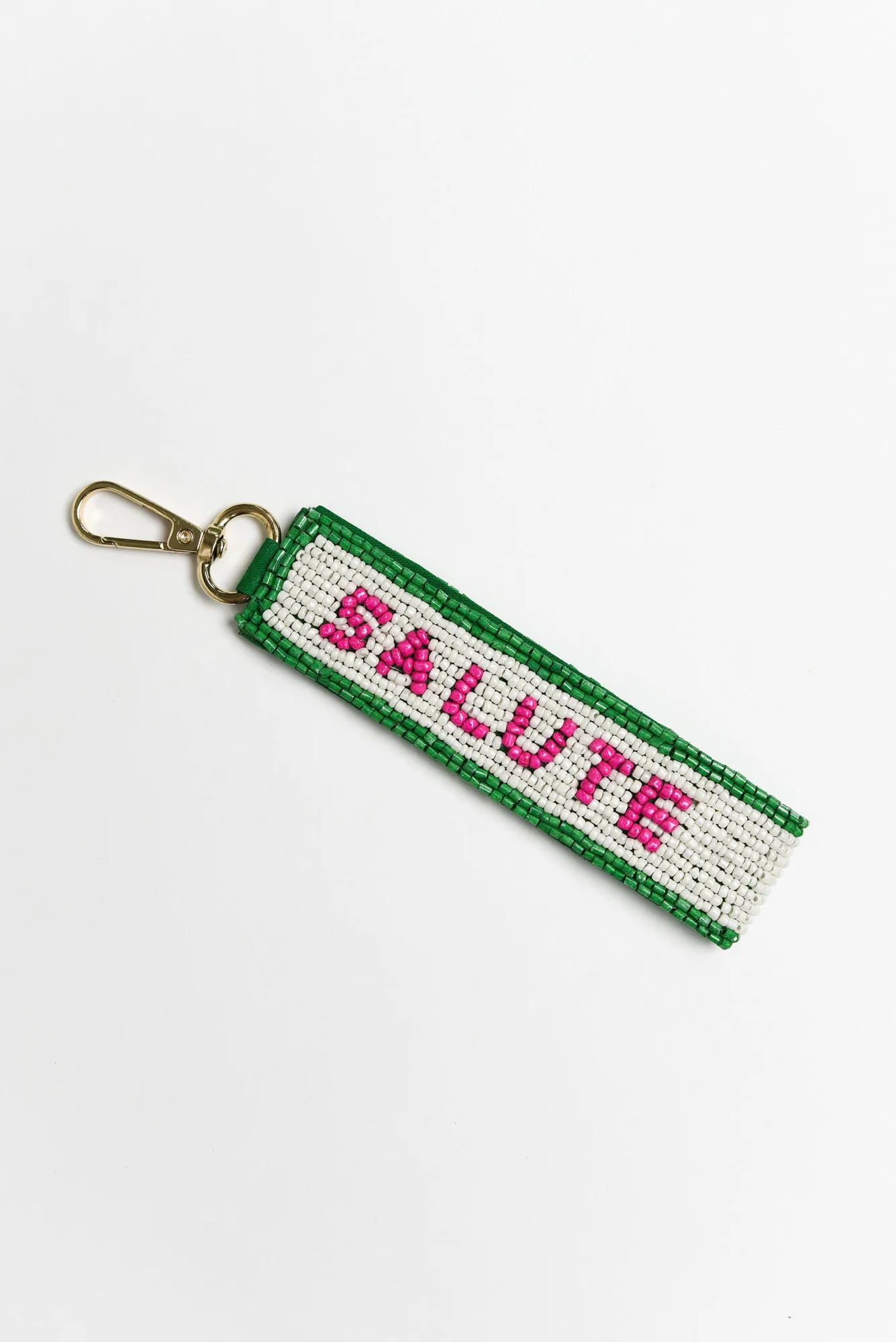 Salute Green Beaded Keychain - Image 2