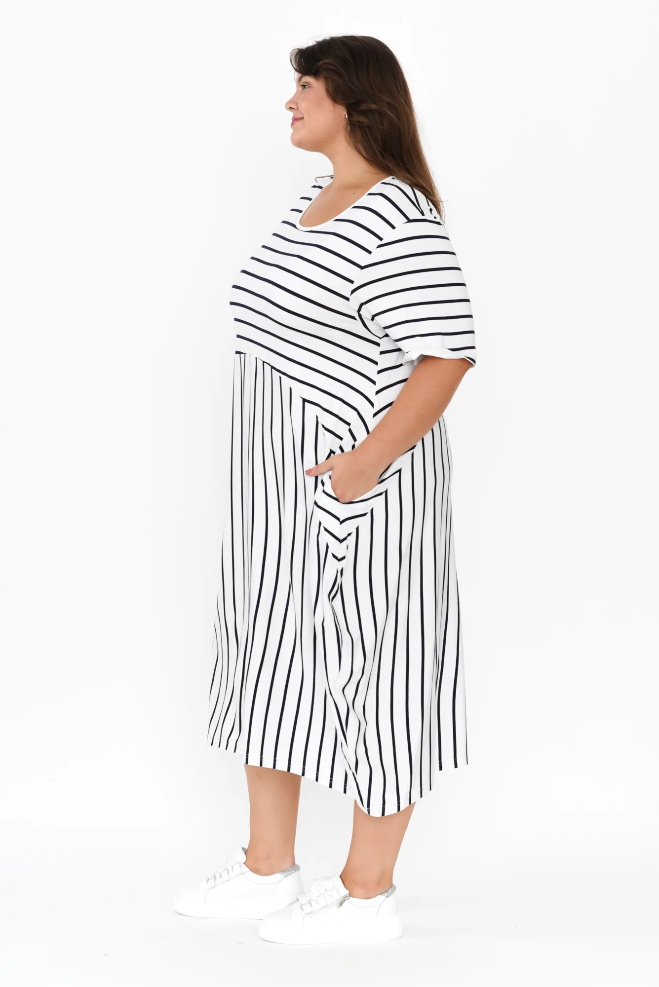 Samiya White Stripe Bamboo Dress - Image 12