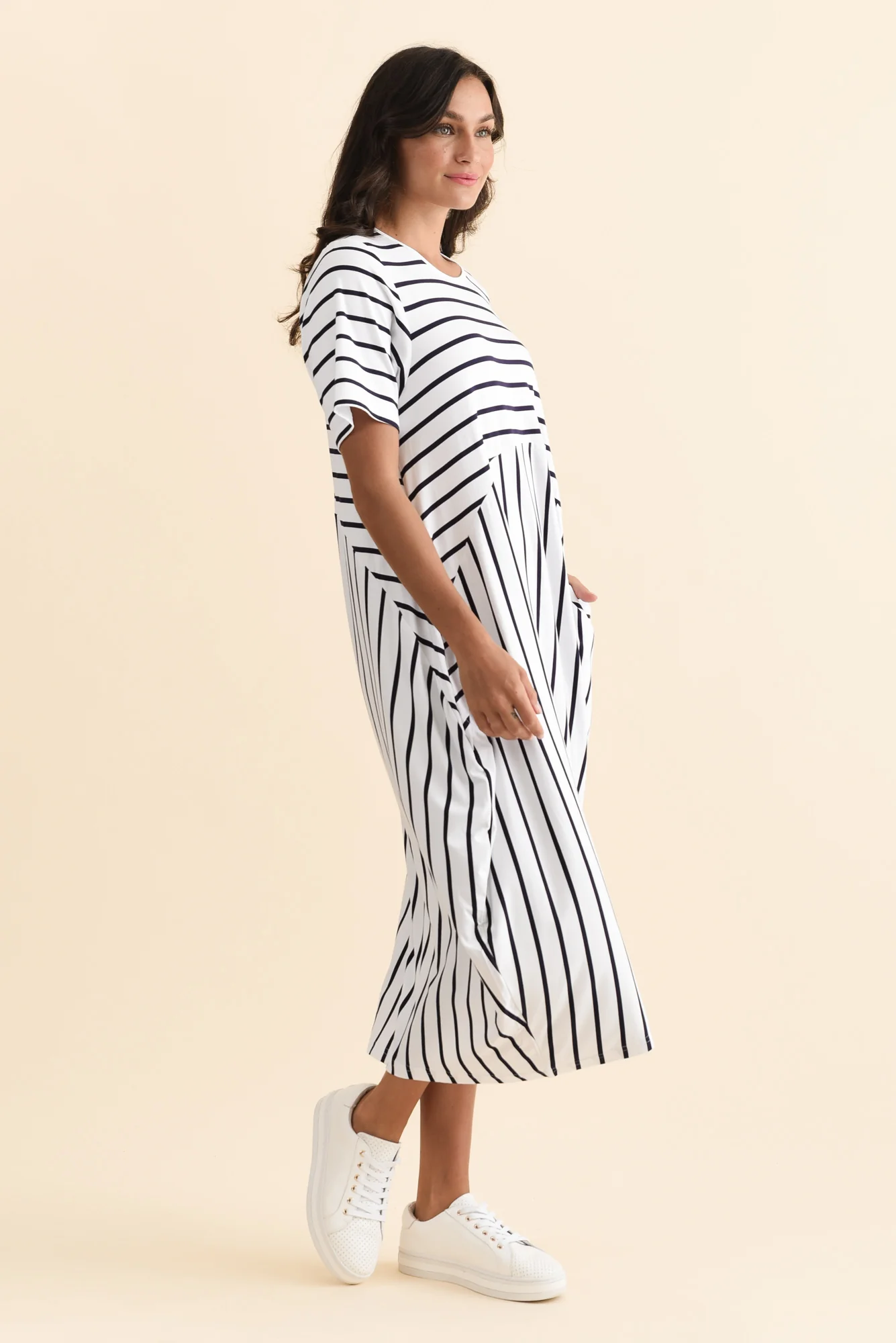 Samiya White Stripe Bamboo Dress - Image 4