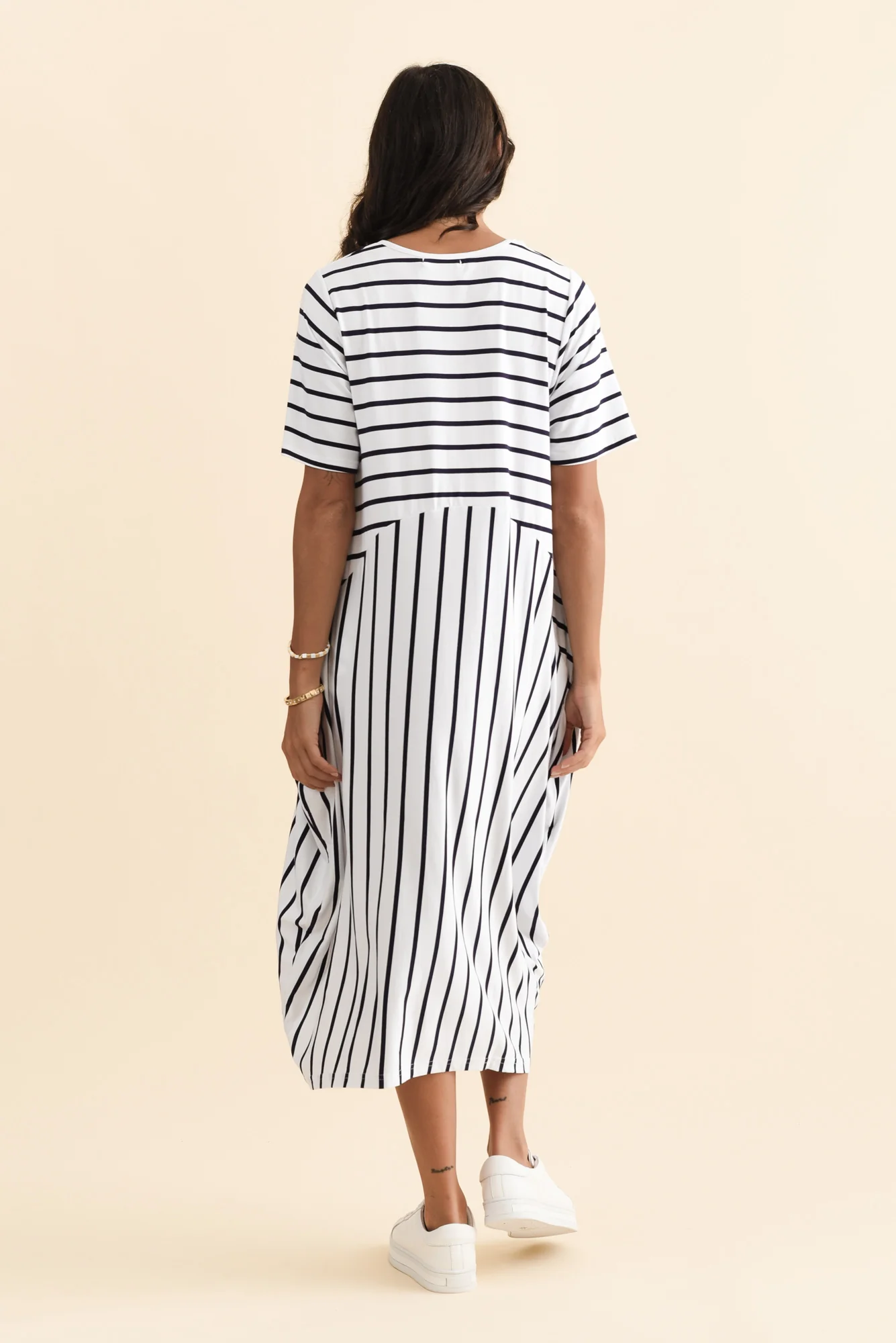 Samiya White Stripe Bamboo Dress - Image 5