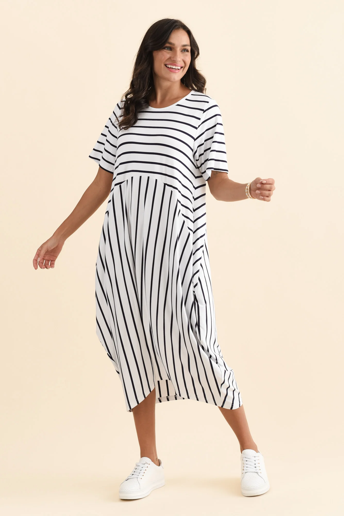Samiya White Stripe Bamboo Dress - Image 7
