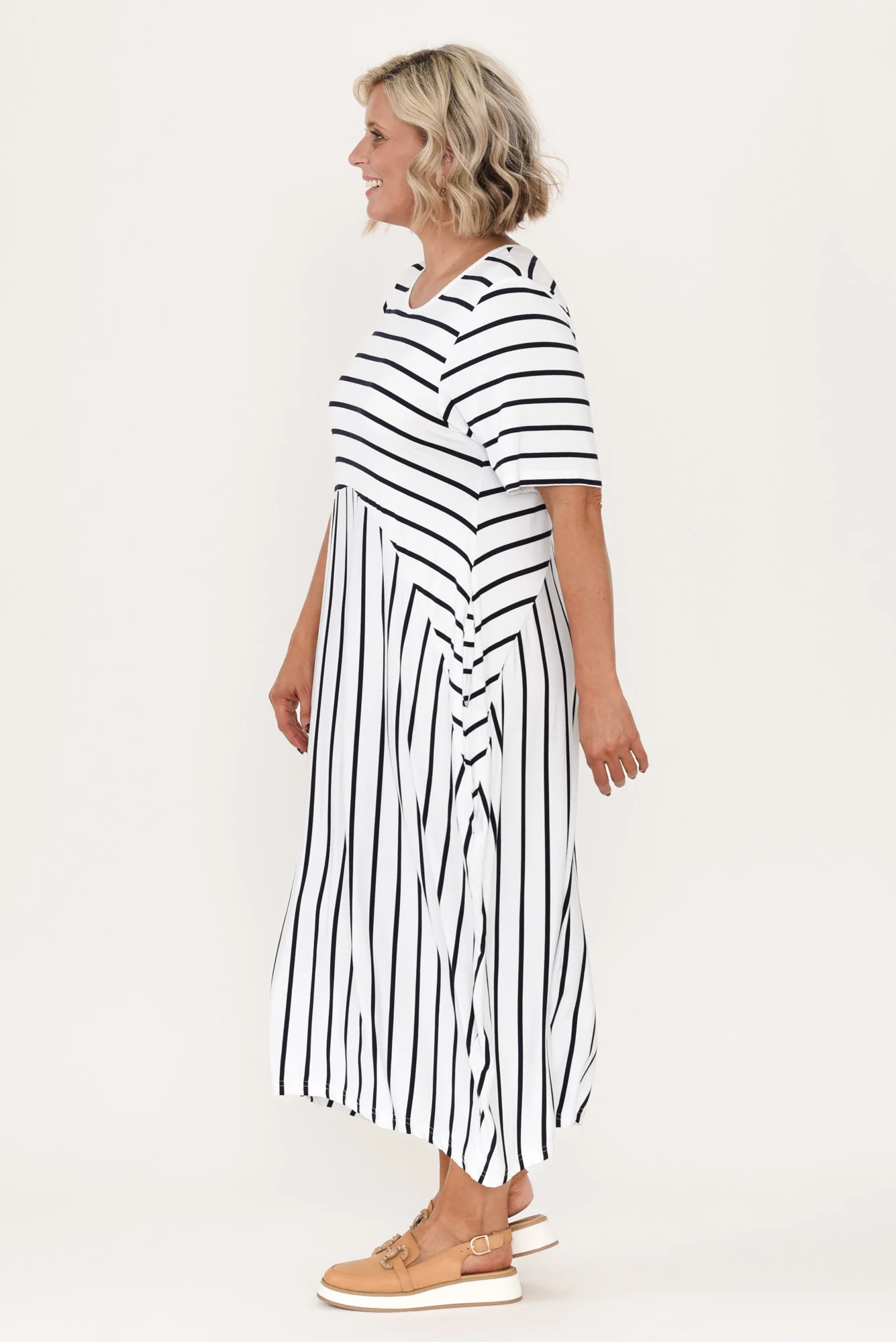 Samiya White Stripe Bamboo Dress - Image 9