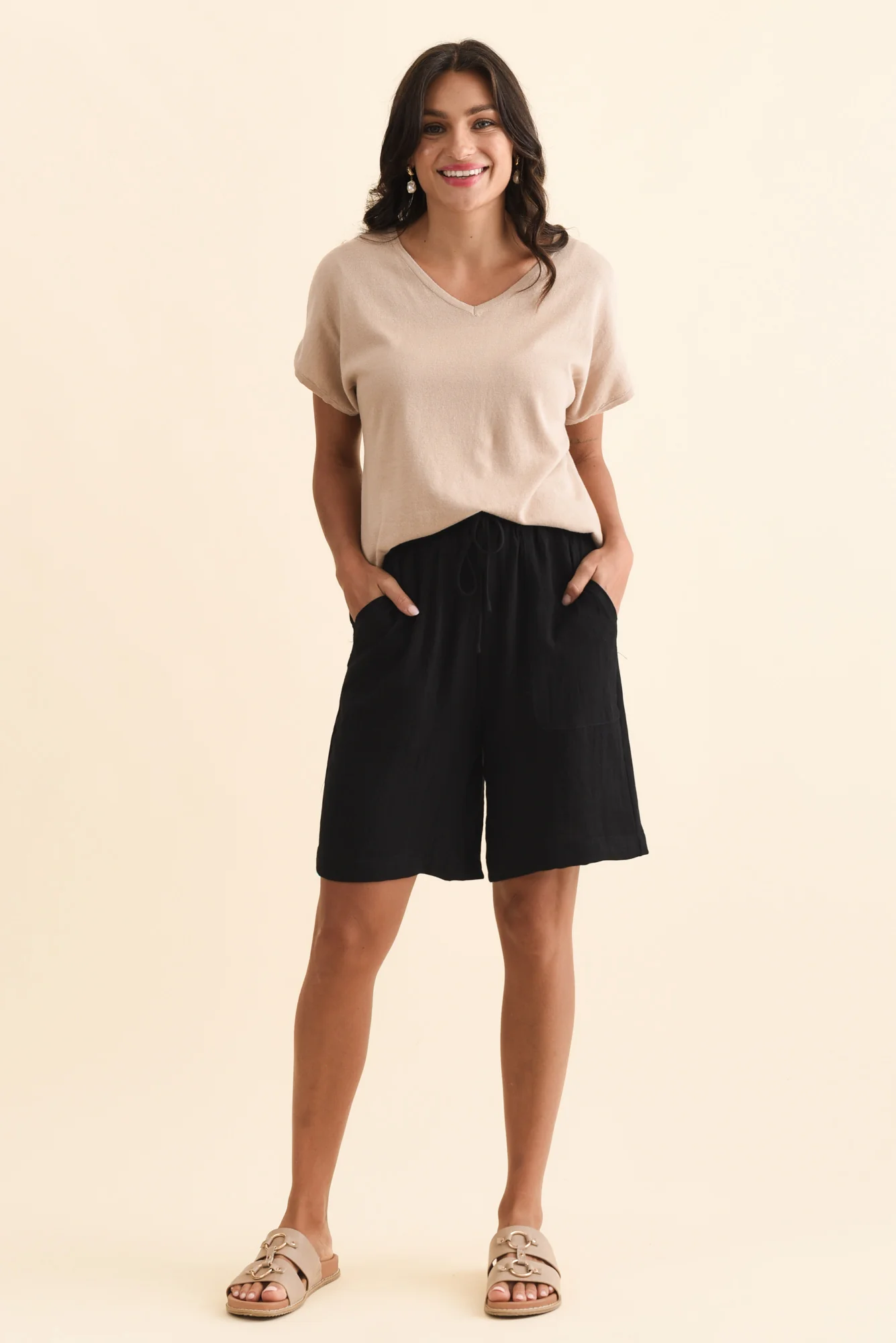 Santi Black Drawstring Shorts - Image 6