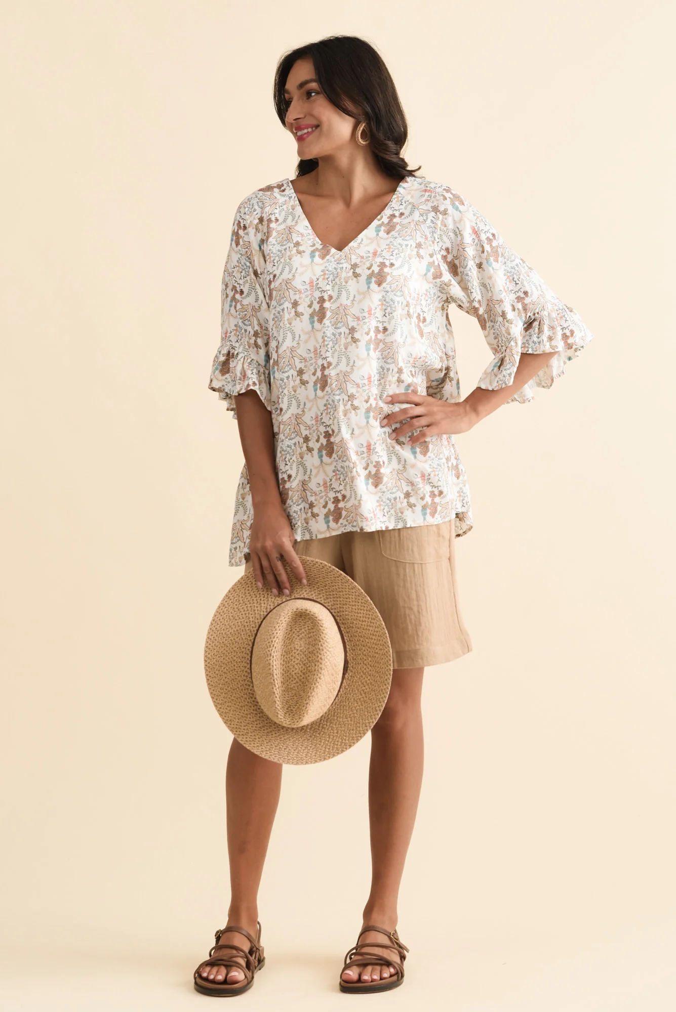 Santi Natural Drawstring Shorts - Image 2