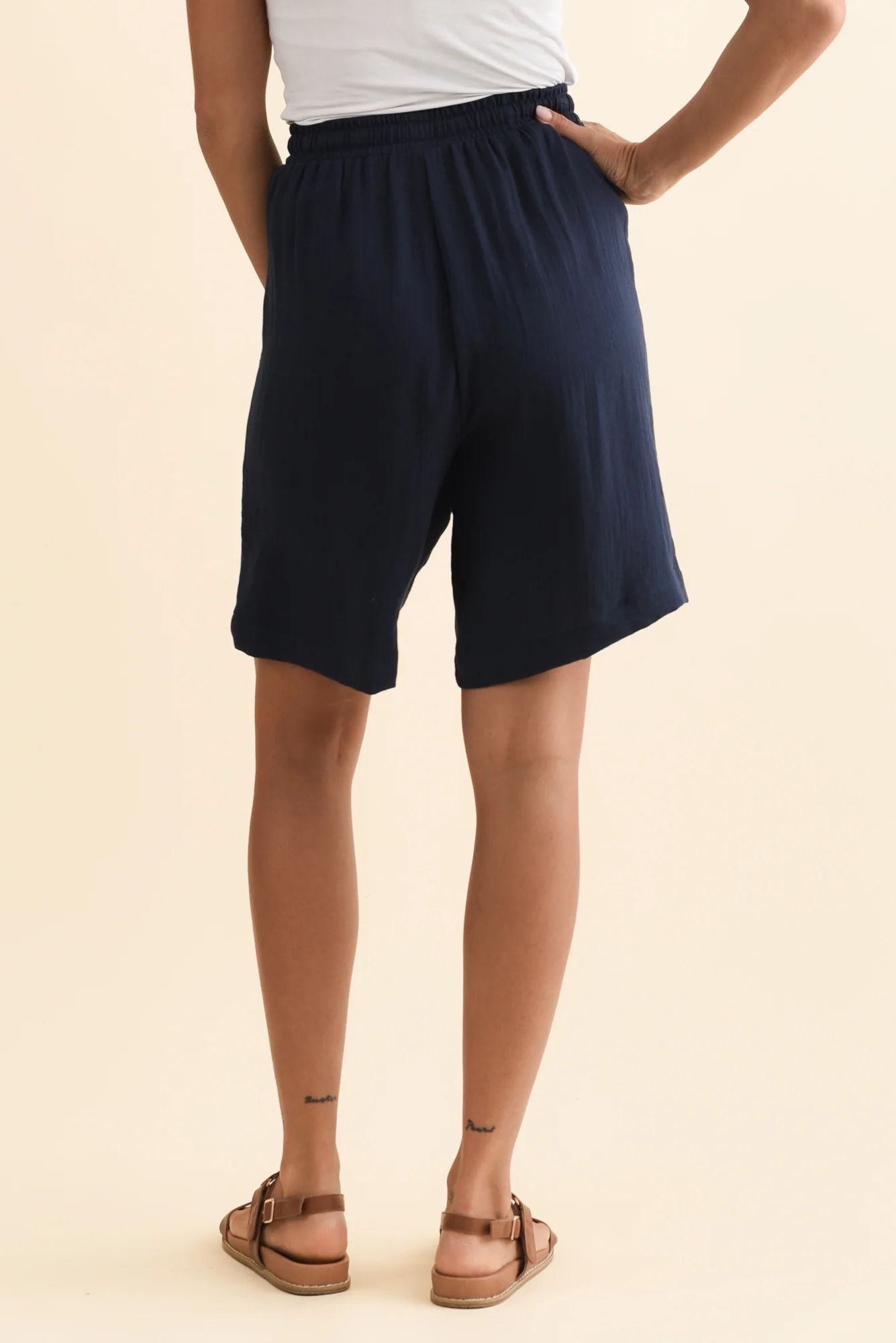Santi Navy Drawstring Shorts - Image 4