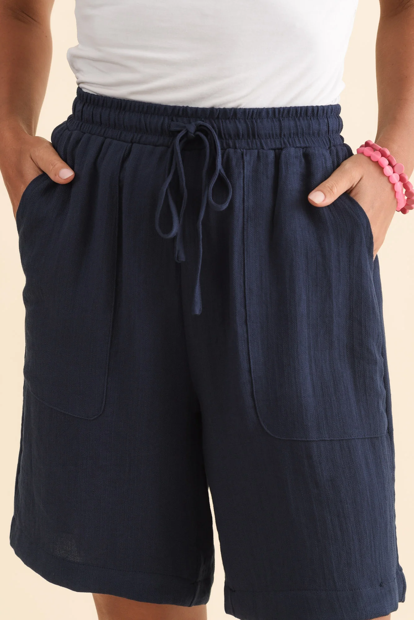 Santi Navy Drawstring Shorts - Image 5