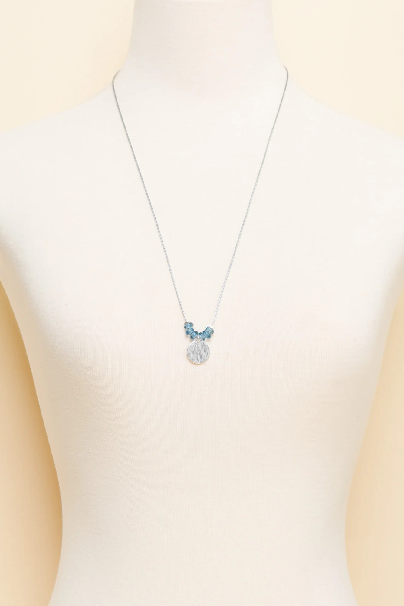 Sara Blue Beaded Disc Necklace - Image 2