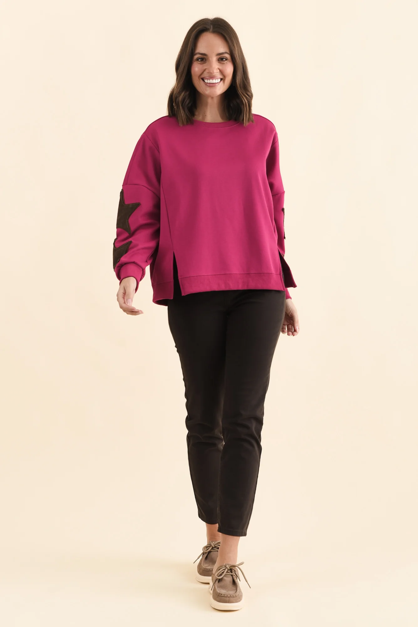 Saskia Hot Pink Cotton Blend Sweatshirt - Image 2