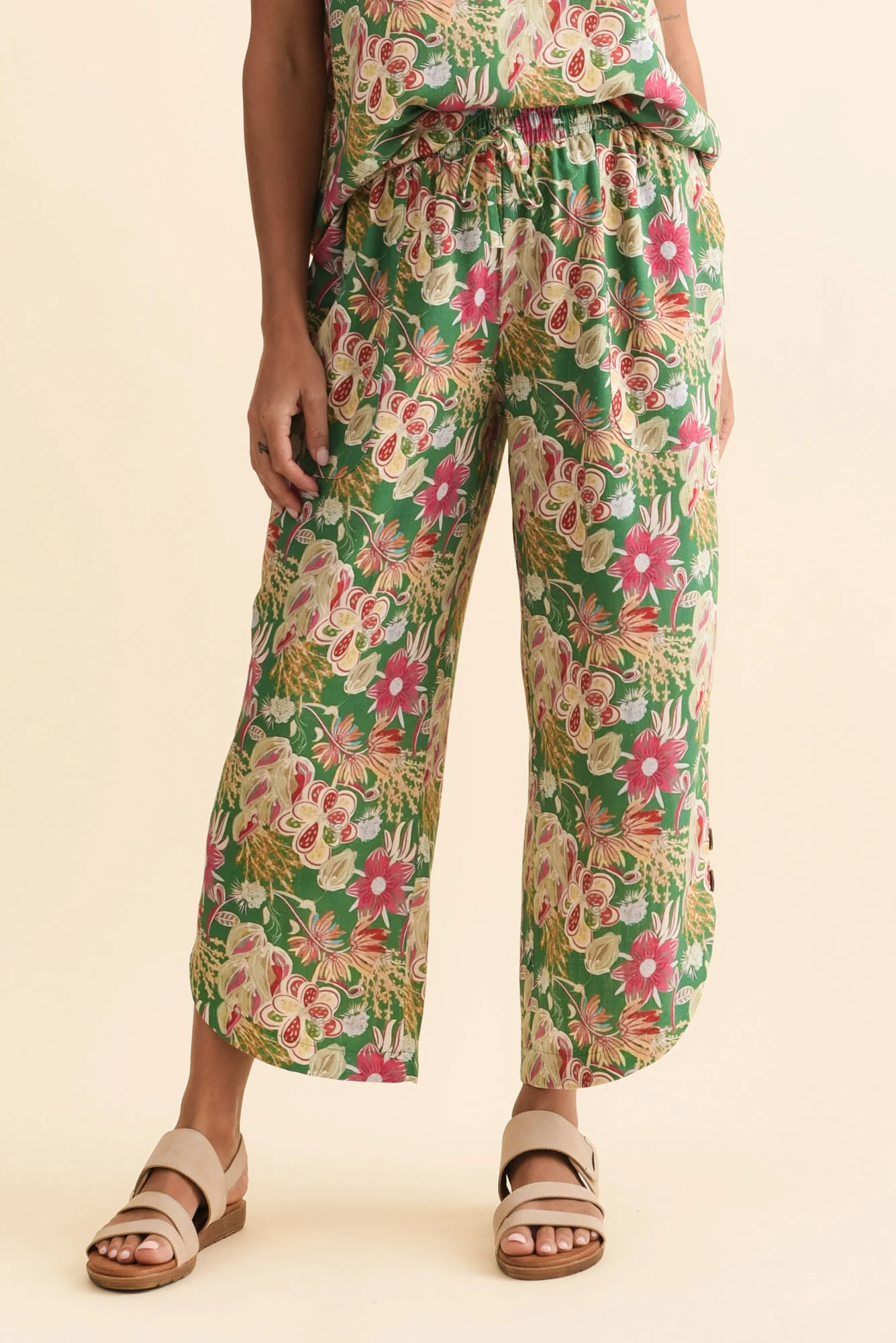 Scotty Green Garden Linen Cotton Pants - Image 2