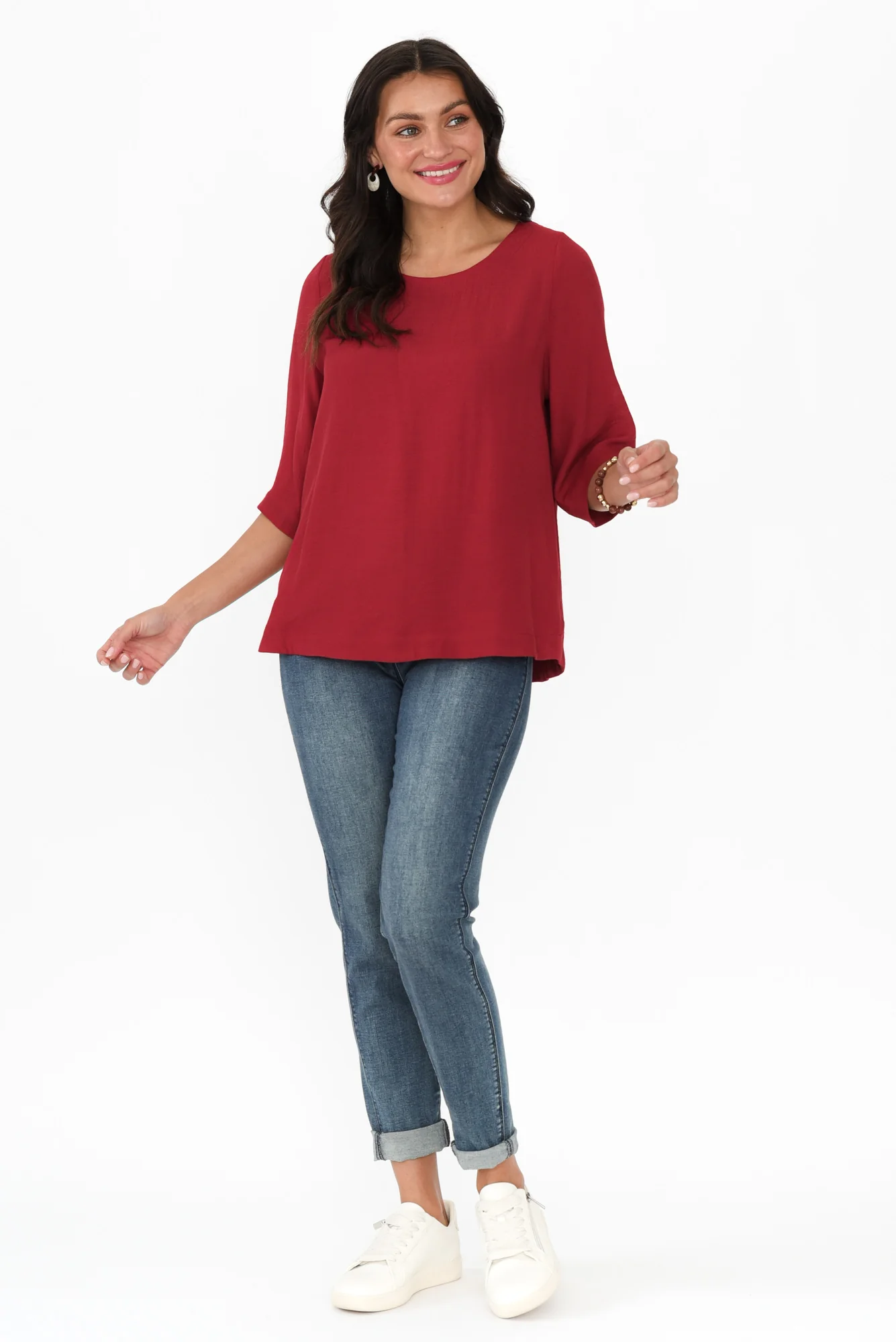 Selena Red 3/4 Sleeve Top - Image 6