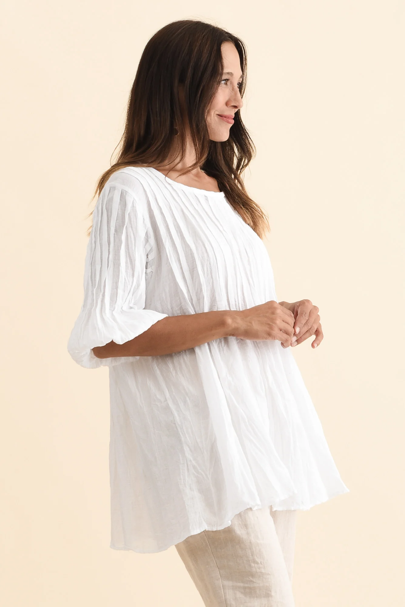 Selma White Crinkle Cotton Top - Image 5