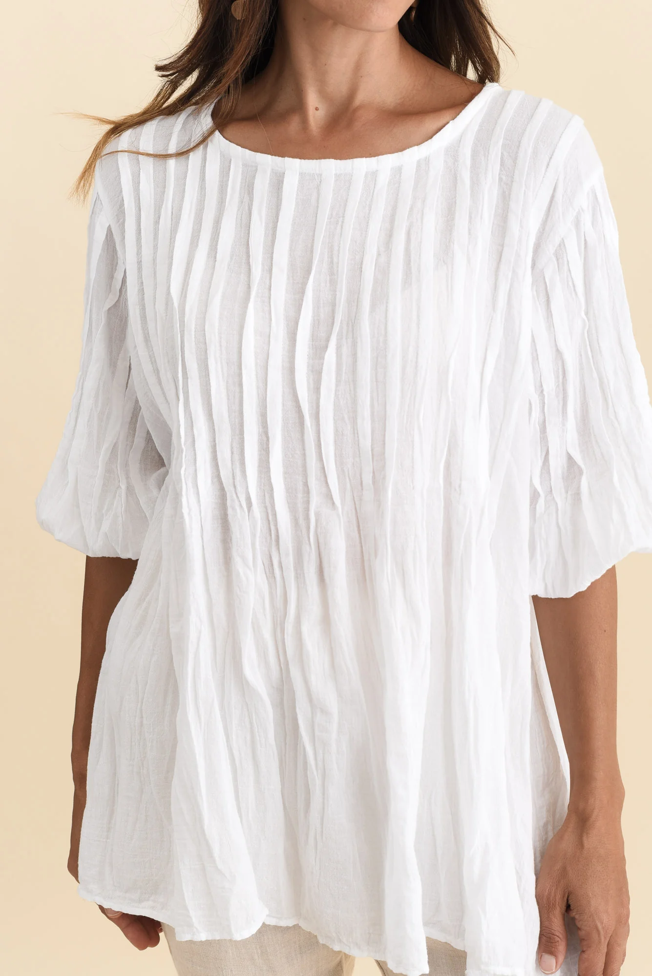 Selma White Crinkle Cotton Top - Image 7