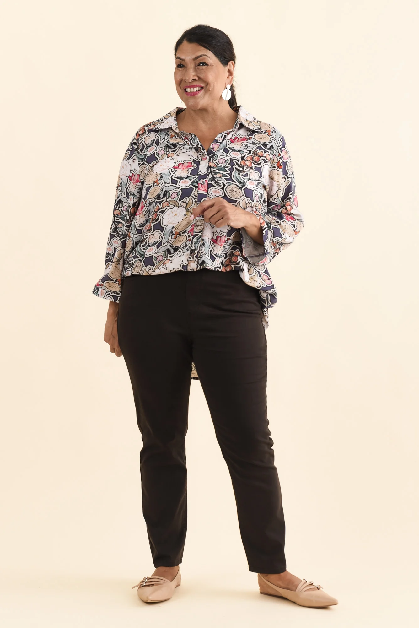 Shanae Navy Garden Collared Shirt - Image 9
