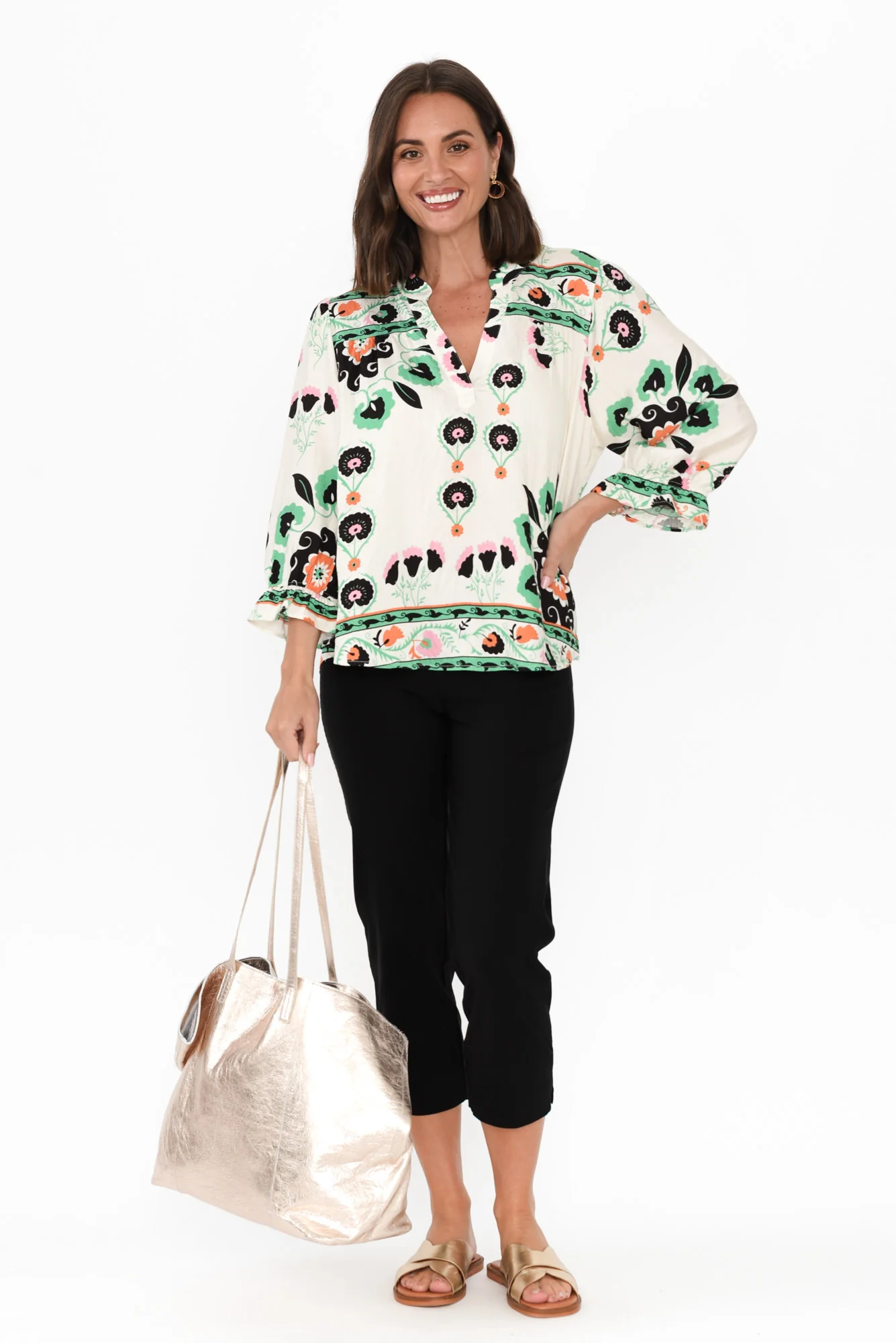 Shanice White Floral Sleeved Top - Image 3