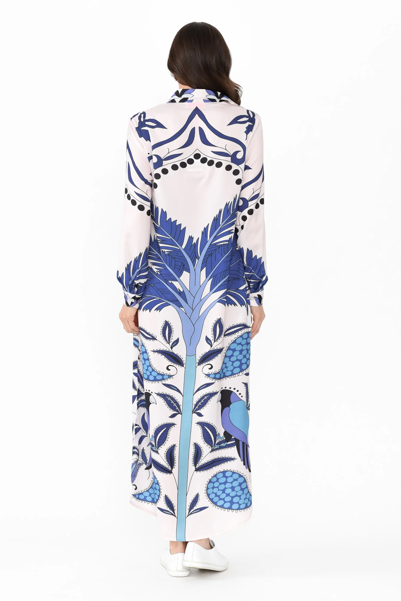 Shayli Blue Tropical Shirt Dress - Image 5