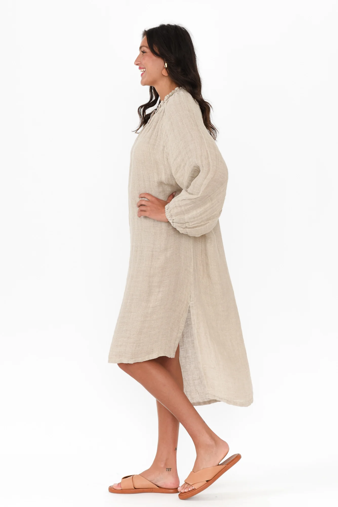 Sierra Natural Linen Midi Dress - Image 4