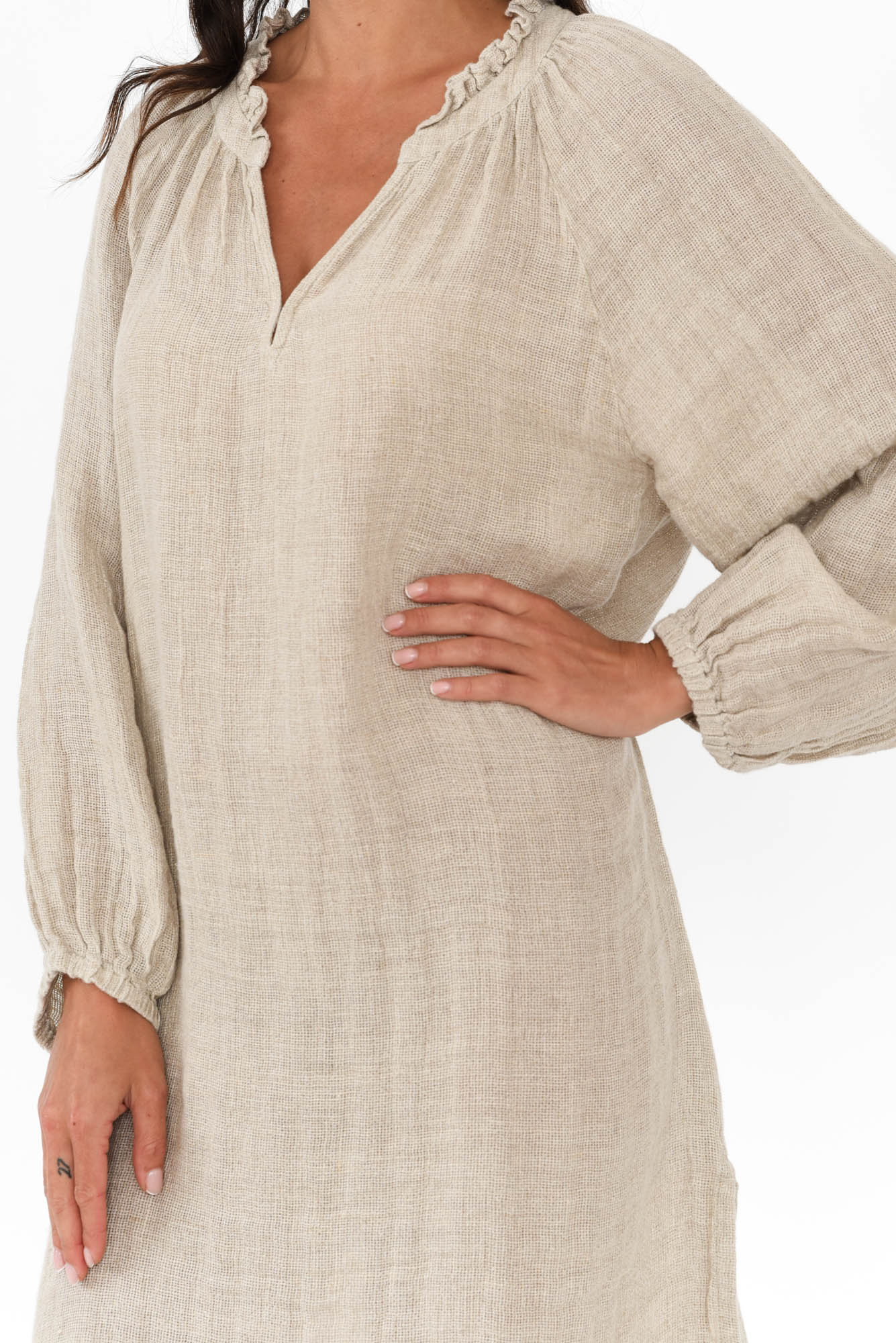 Sierra Natural Linen Midi Dress - Image 5